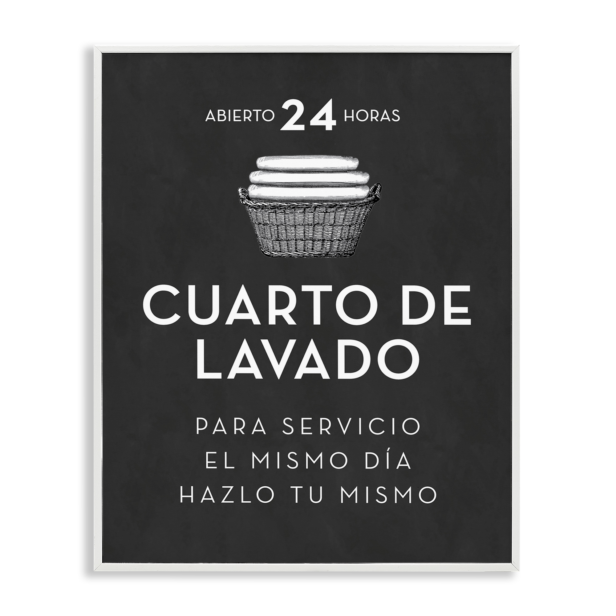 Stupell Industries Publicidad Día de Lavandería, Negro Bath & Laundry Painting White Framed Art Print Wall Art, 11 x 14