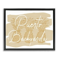 Stupell Industries Puerto Backyarda Phrase Food & Beverage Painting Black Floater Framed Canvas Art Print Wall Art, 21 x 17