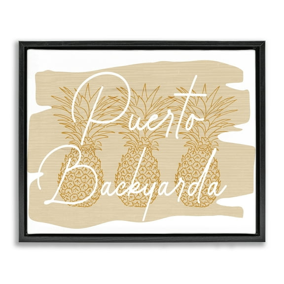Stupell Industries Puerto Backyarda Phrase Food & Beverage Painting Black Floater Framed Canvas Art Print Wall Art, 21 x 17