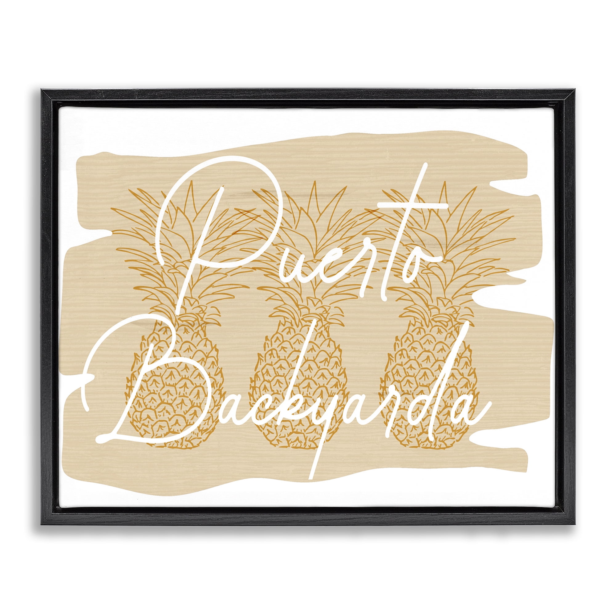 Stupell Industries Puerto Backyarda Phrase Food & Beverage Painting Black Floater Framed Canvas Art Print Wall Art, 31 x 25