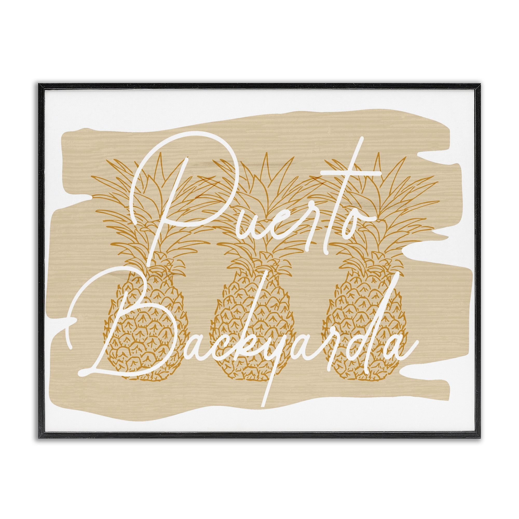 Stupell Industries Puerto Backyarda Phrase Food & Beverage Painting Black Framed Art Print Wall Art, 20 x 16