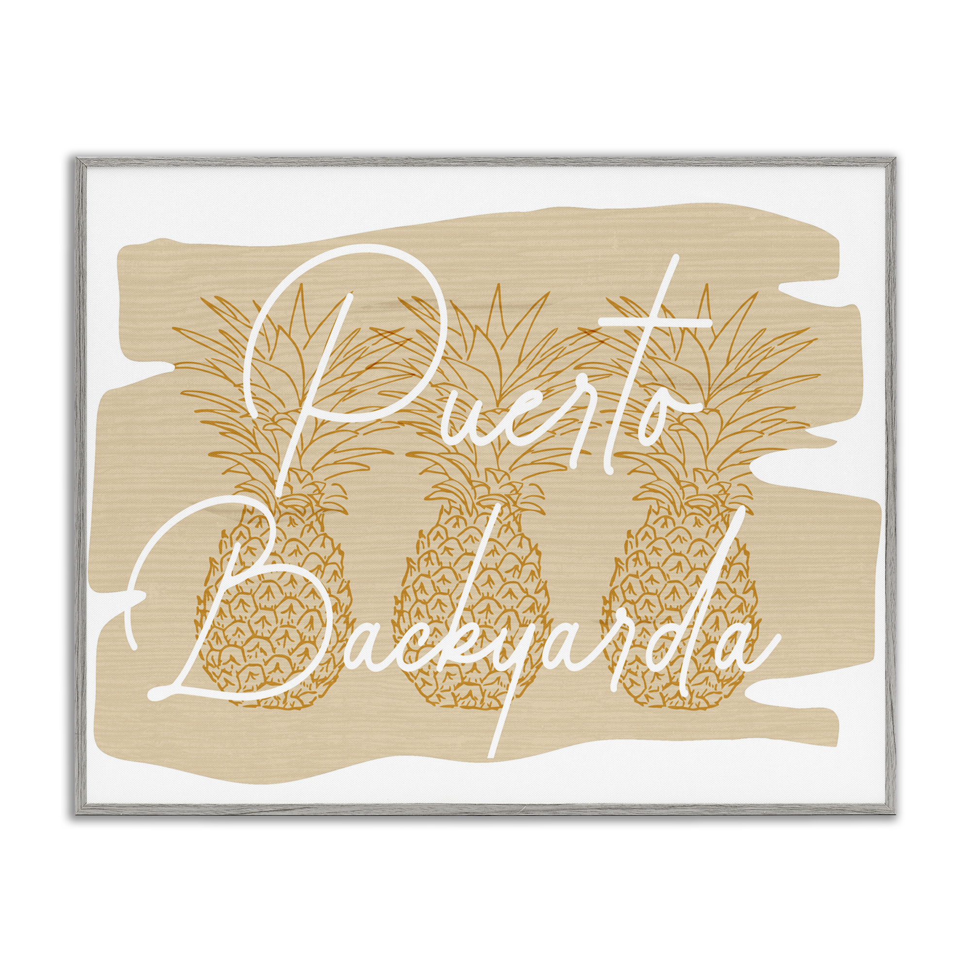 Stupell Industries Puerto Backyarda Phrase Food & Beverage Painting Gray Framed Art Print Wall Art, 20 x 16