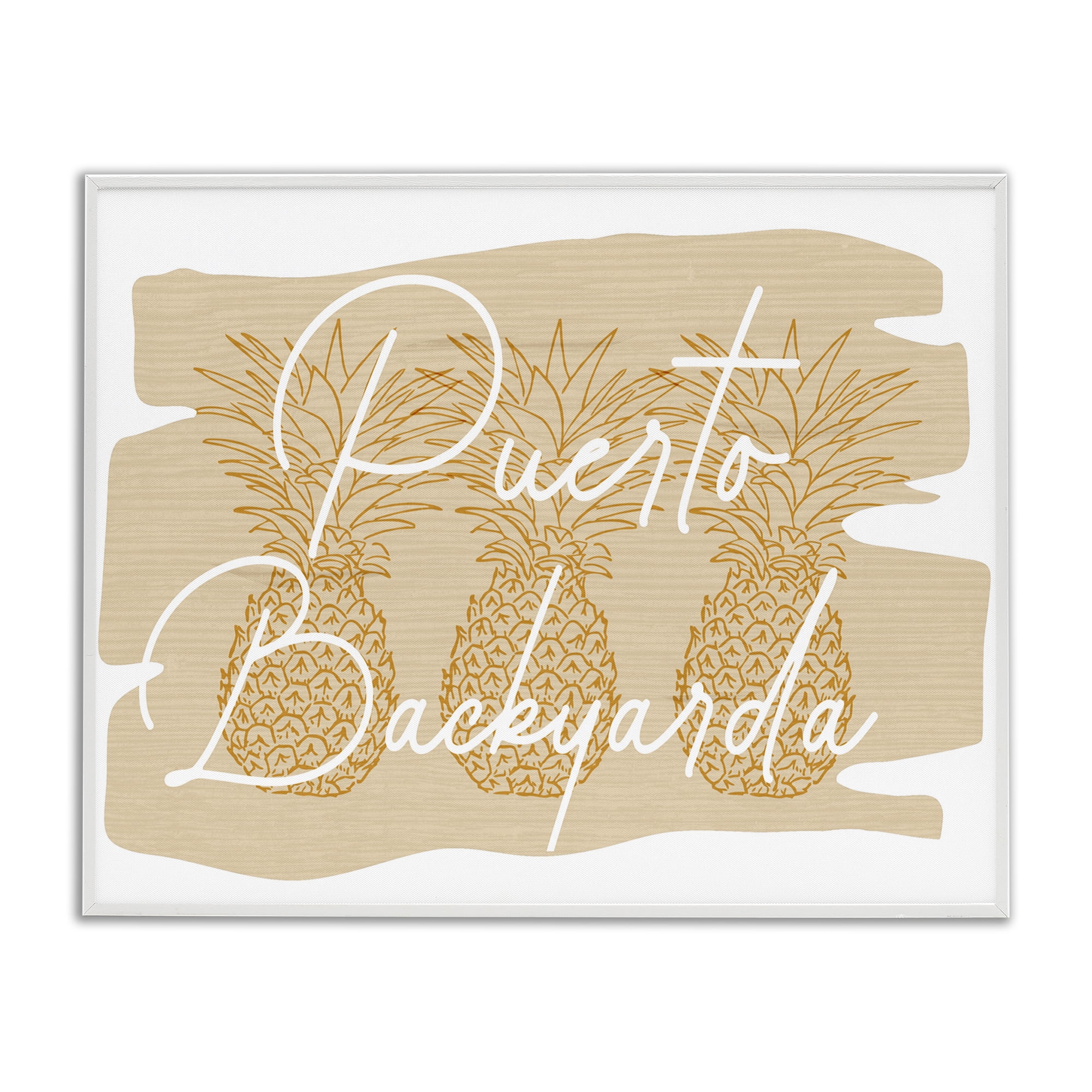 Stupell Industries Puerto Backyarda Phrase Food & Beverage Painting White Framed Art Print Wall Art, 20 x 16