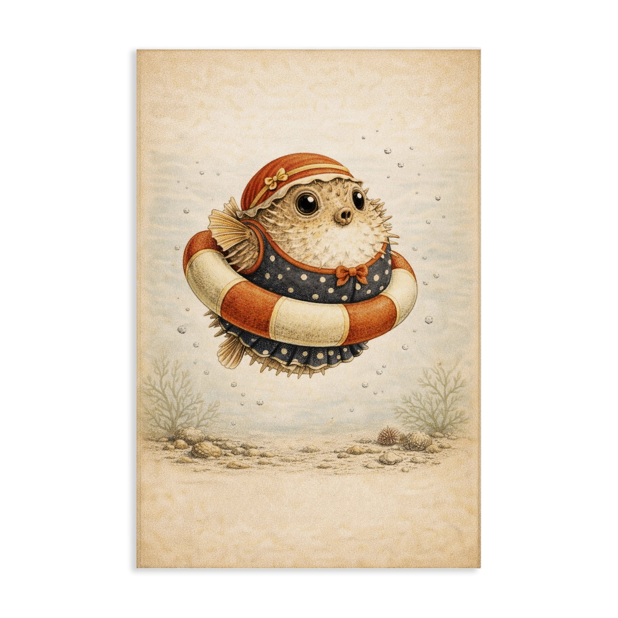 Stupell Industries Pufferfish Of Maritime Bathing Society Canvas Wall Art, design by Grotto Studios