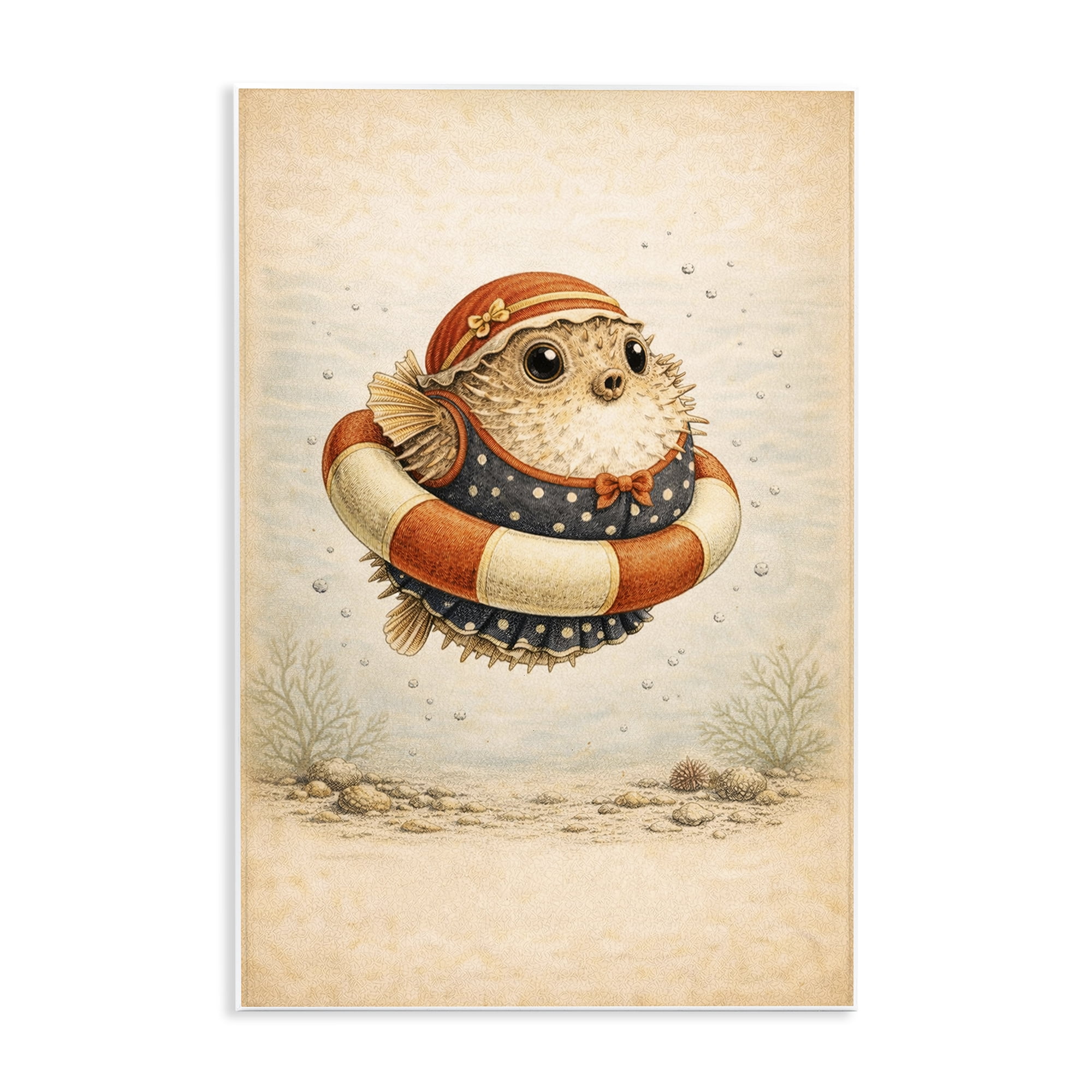 Stupell Industries Pufferfish Of Maritime Bathing Society Wall Plaque Art, design by Grotto Studios