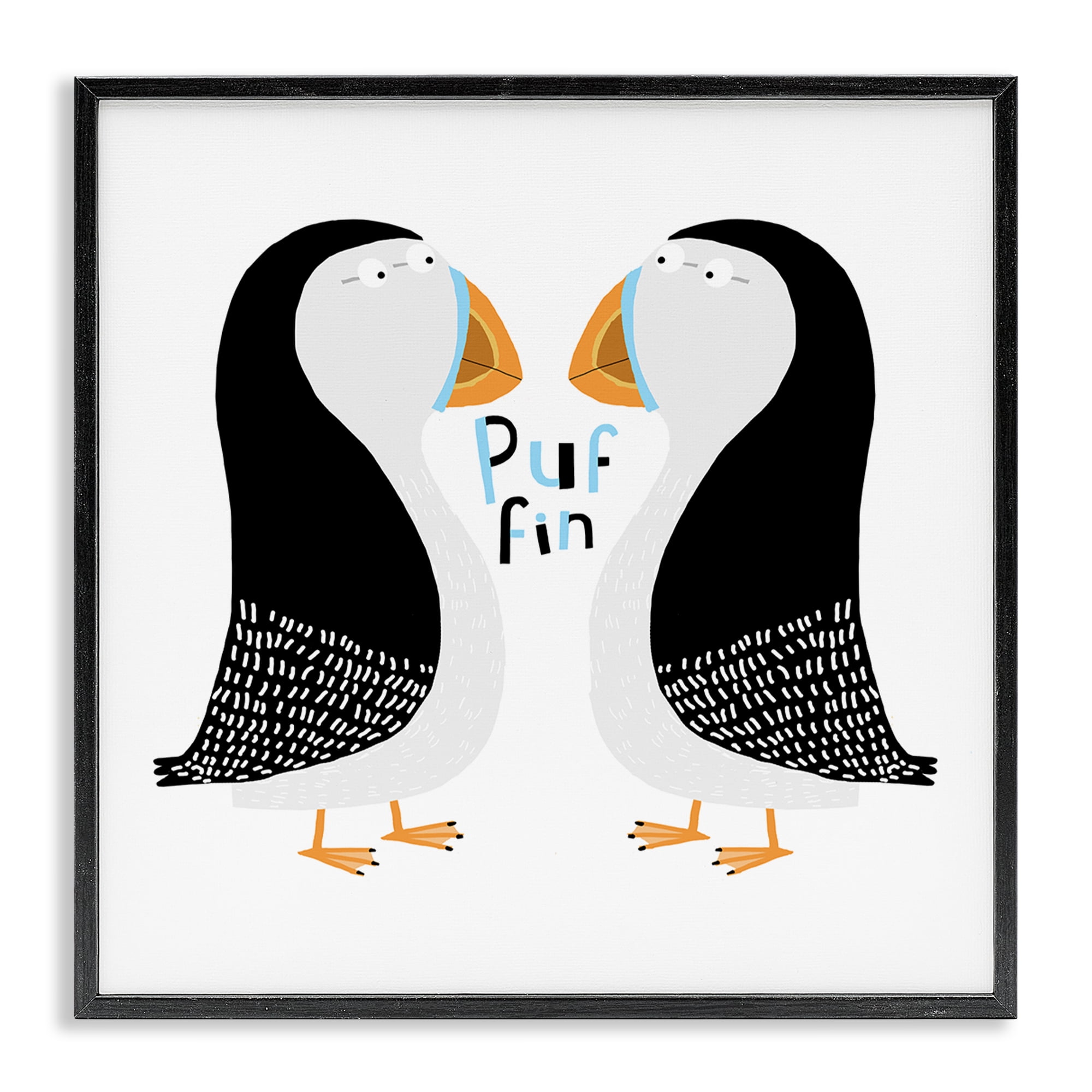 Stupell Industries Puffin Bird Duo Animals Painting Black Framed Art Print Wall Art, 12 x 12