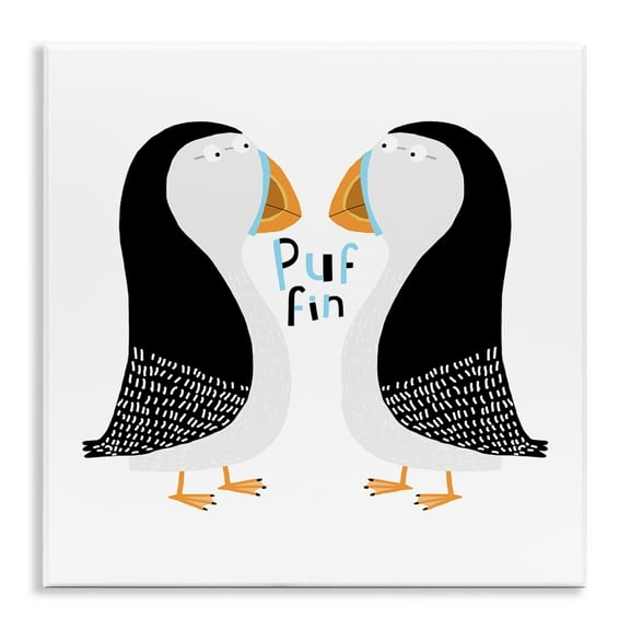 Stupell Industries Puffin Bird Duo Animals Painting Unframed Art Print Wall Art, 12 x 12