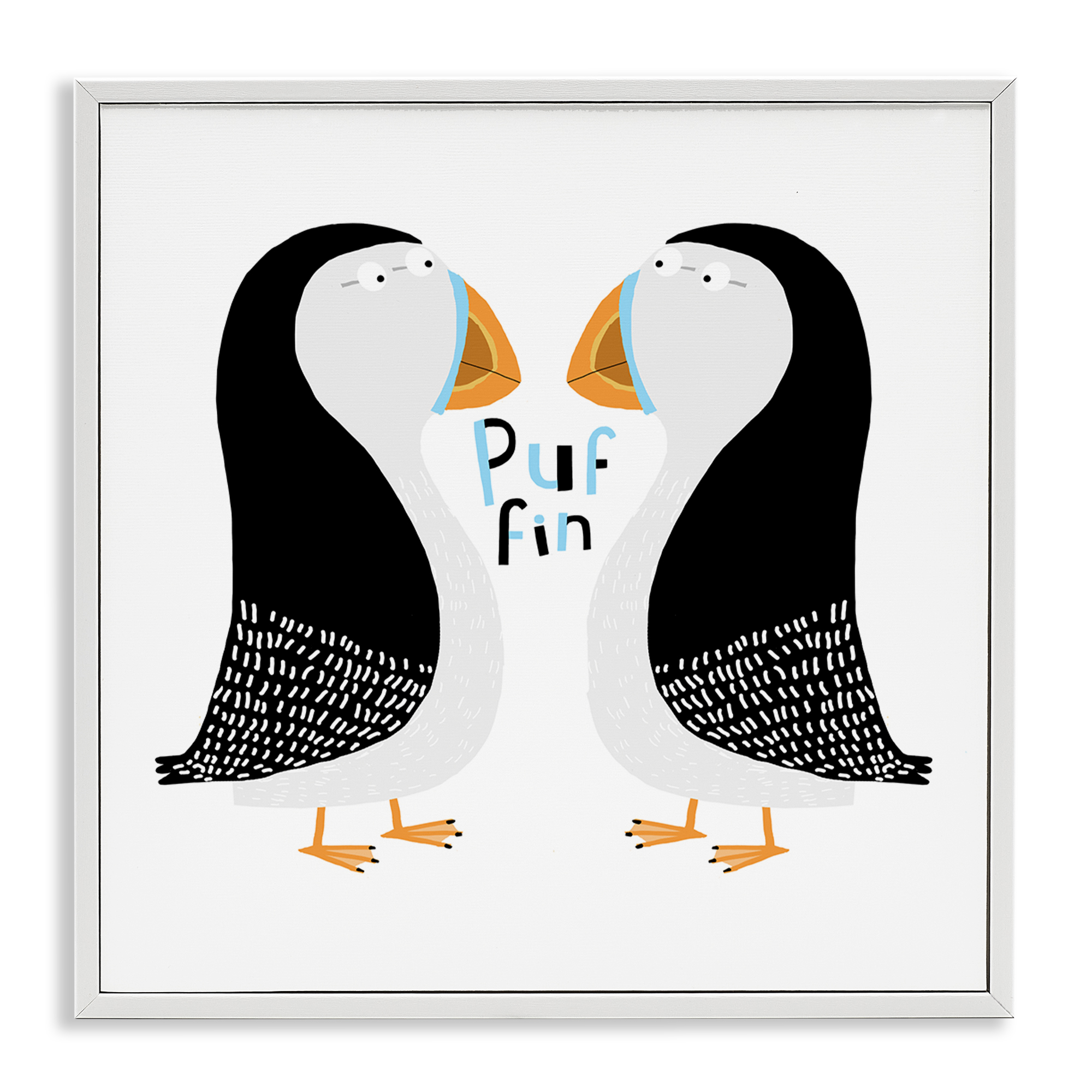 Stupell Industries Puffin Bird Duo Animals Painting White Framed Art Print Wall Art, 24 x 24