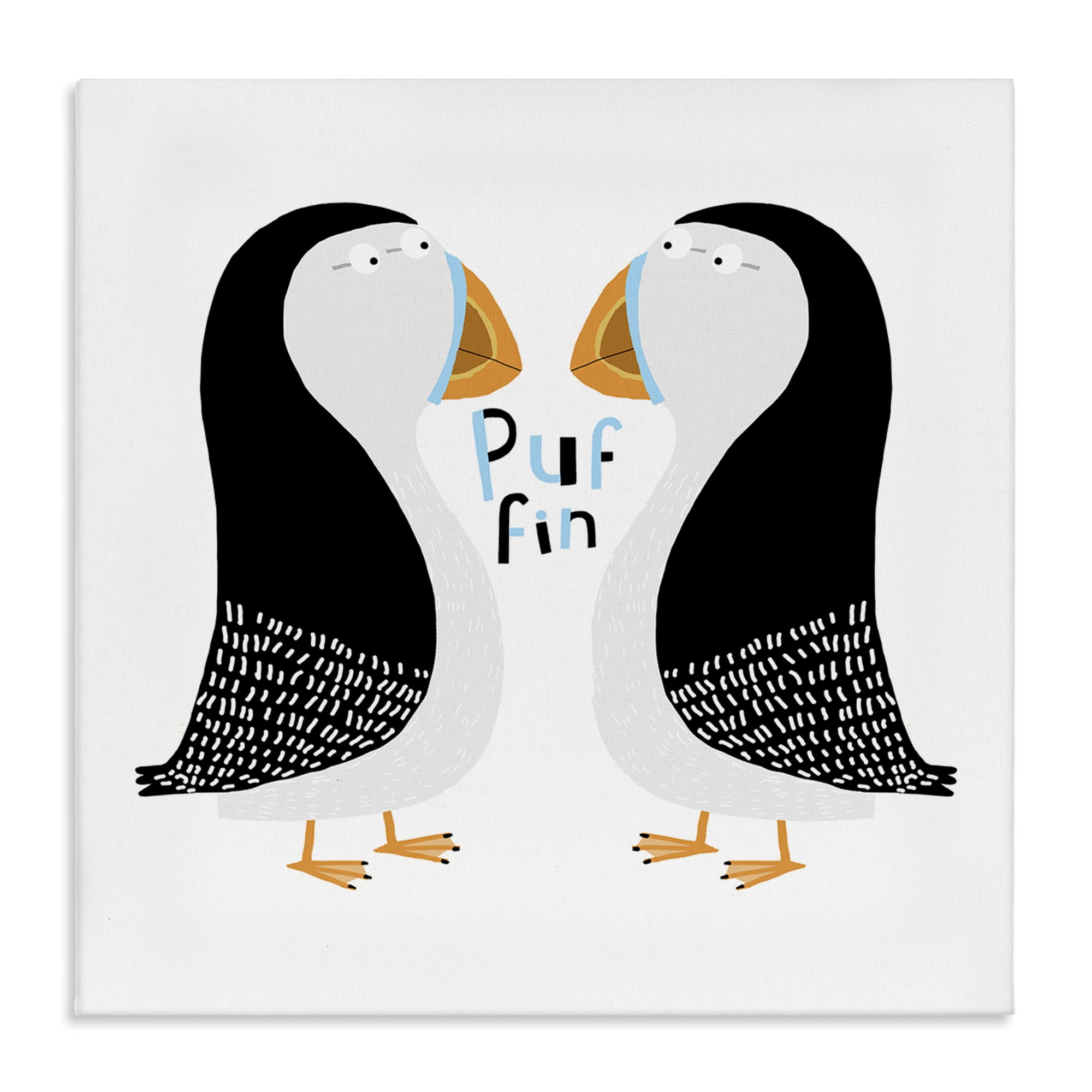 Stupell Industries Puffin Bird Duo Animals Painting Wrapped Canvas Art Print Wall Art, 17 x 17