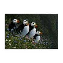 Stupell Industries Puffins & Wild Flowers Canvas Wall Art design by Jeremy Paul, 16 x 24