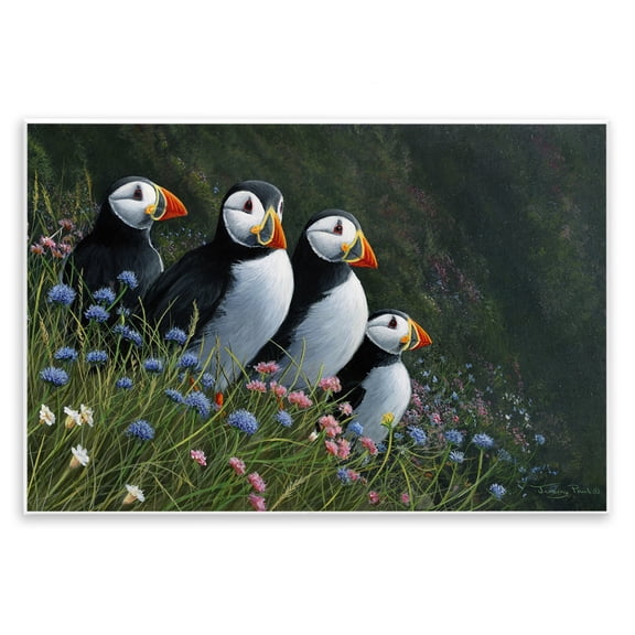 Stupell Industries Puffins & Wild Flowers Wall Plaque Art design by Jeremy Paul, 13 x 19