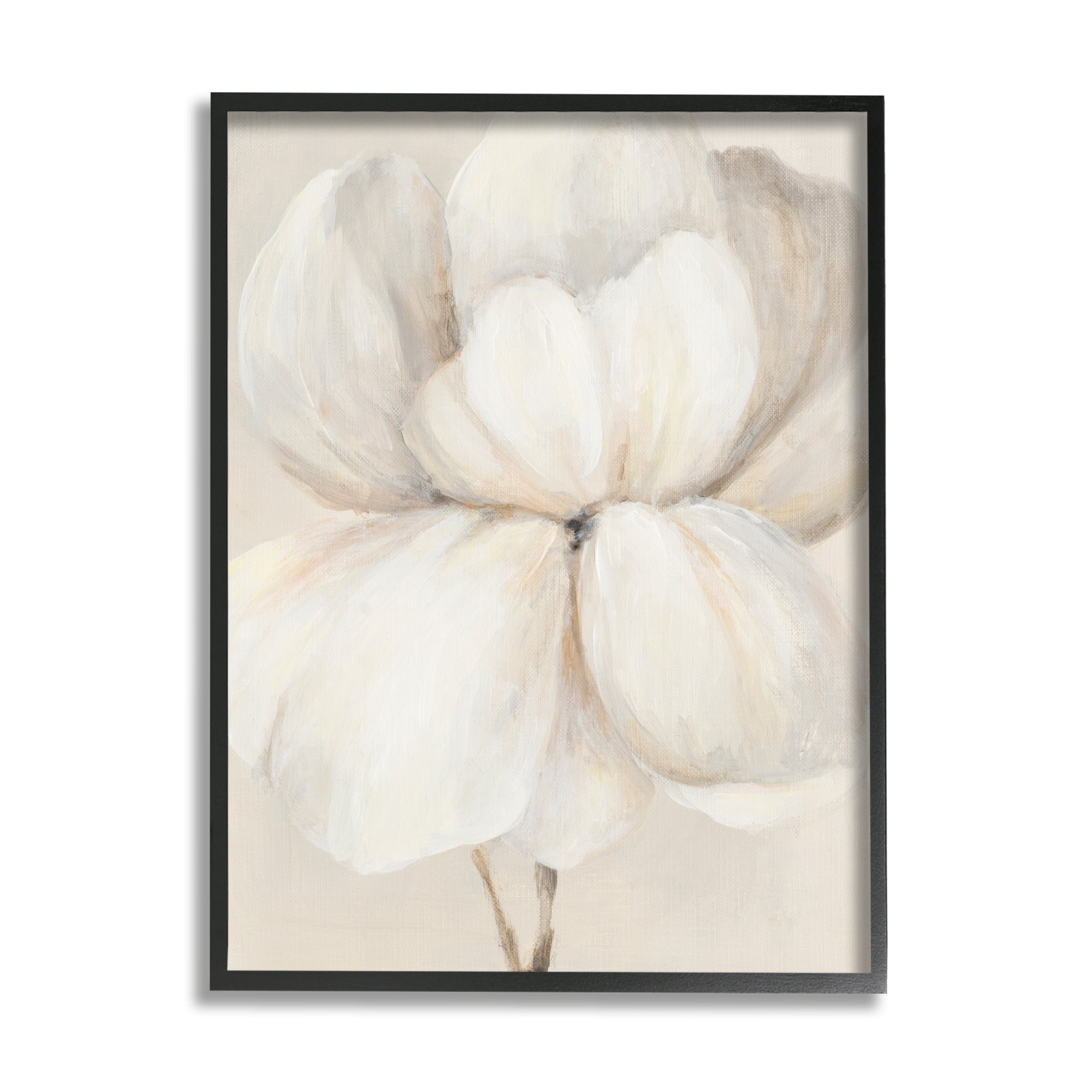 Stupell Industries Puffy White Flower Traditional Floral Petal Painting Black Framed Art Print Wall Art, 11x14, by Lanie Loreth