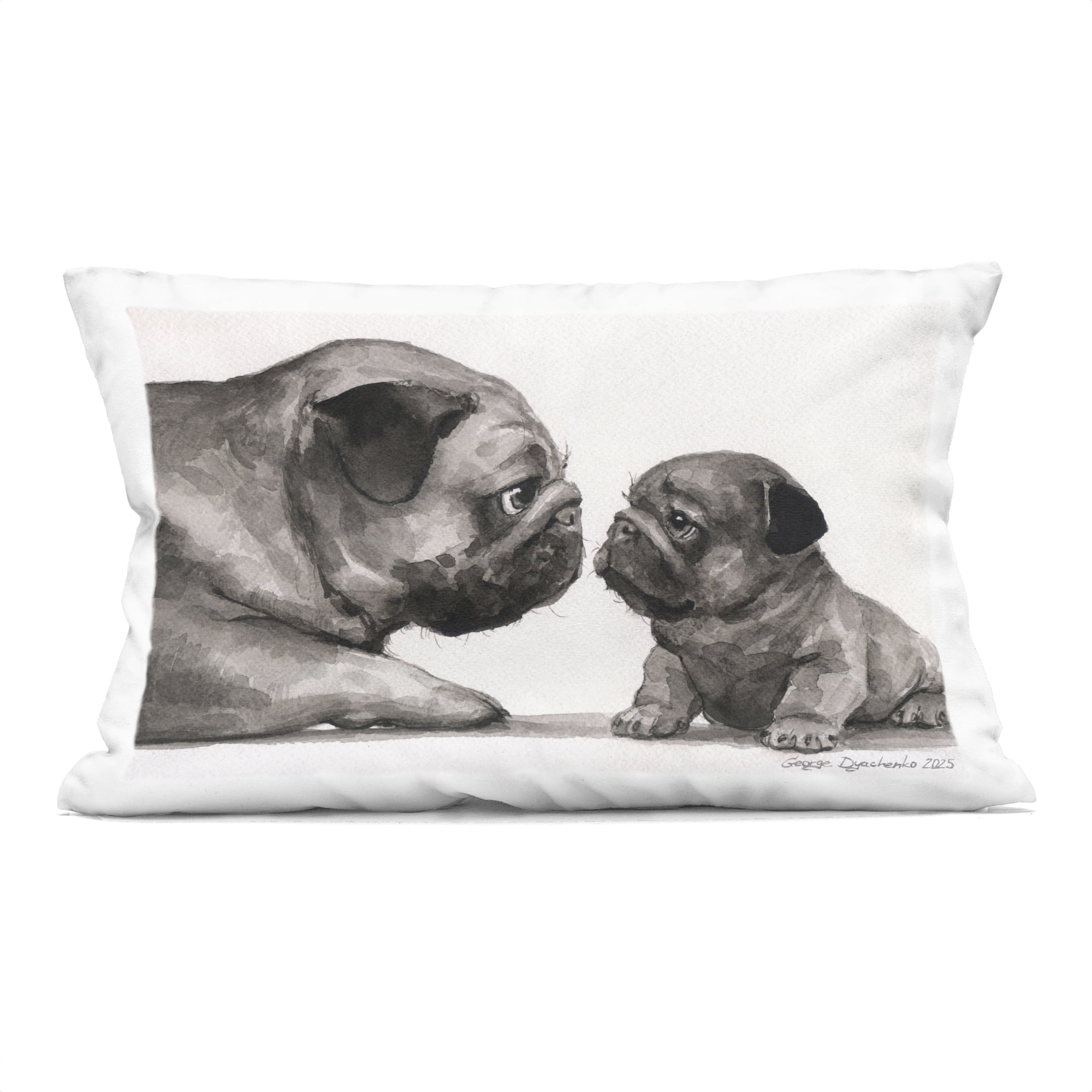 Stupell Industries Pug And Her Puppy Decorative Printed Throw Pillow, design by George Dyachenko