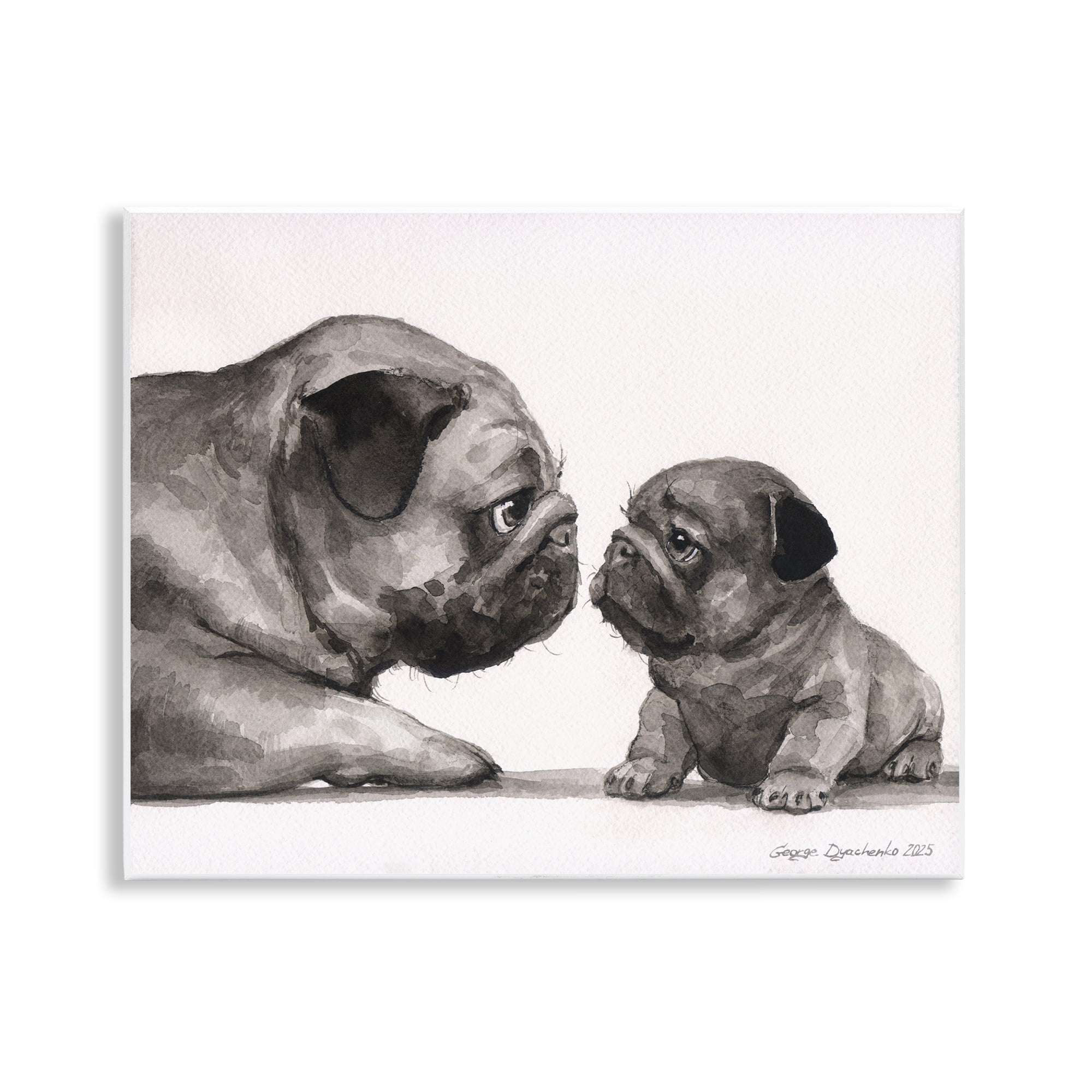 Stupell Industries Pug And Her Puppy Wall Plaque Art, design by George Dyachenko