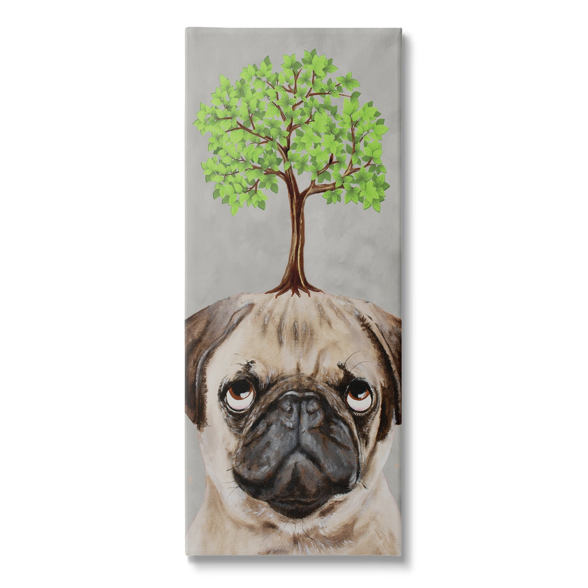 Stupell Industries Pug Growing Tree Portrait Animals & Insects Painting Gallery Wrapped Canvas Print Wall Art