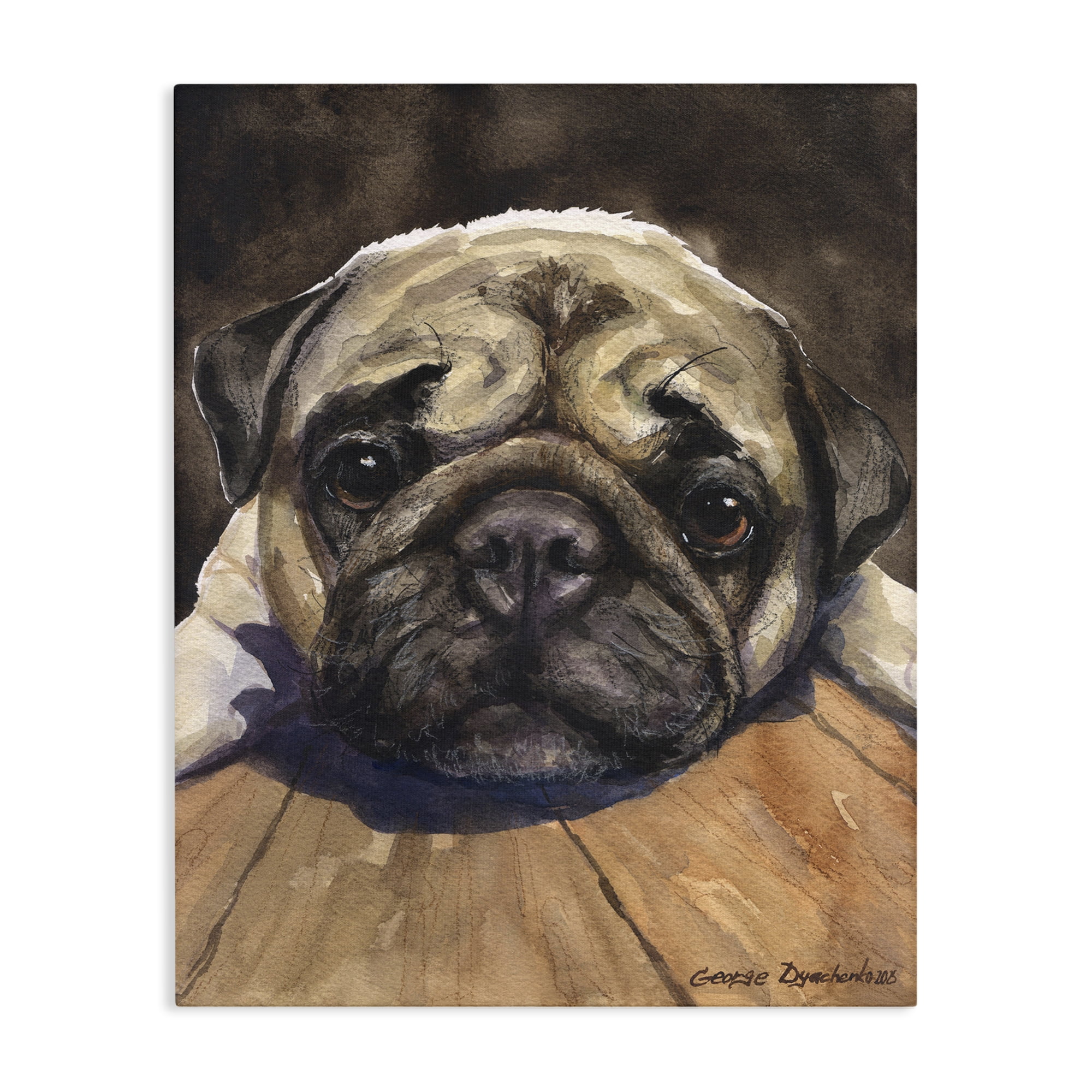 Stupell Industries Pug Soulful Portrait Canvas Wall Art, design by George Dyachenko