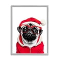 thumbnail image 1 of Stupell Industries Pug in Santa Hat Holiday Painting Gray Framed Art Print Wall Art, 24 x 30, 1 of 9