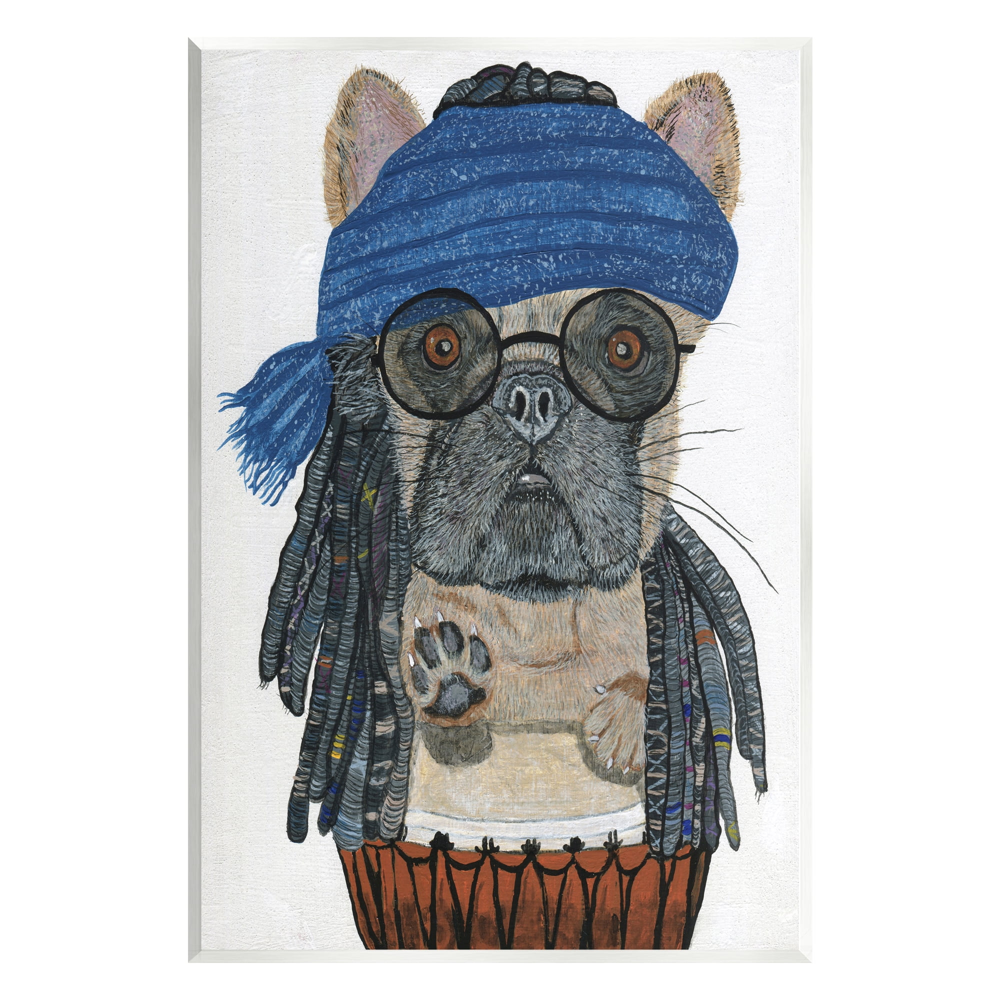 Stupell Industries Pug with Dreads Animals & Insects Painting Unframed Art Print Wall Art, 10 x 15