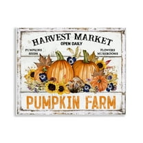 Stupell Industries Pumpkin Farm with Sunflowers Holiday Painting Unframed Art Prints Wall Art, 14 x 11