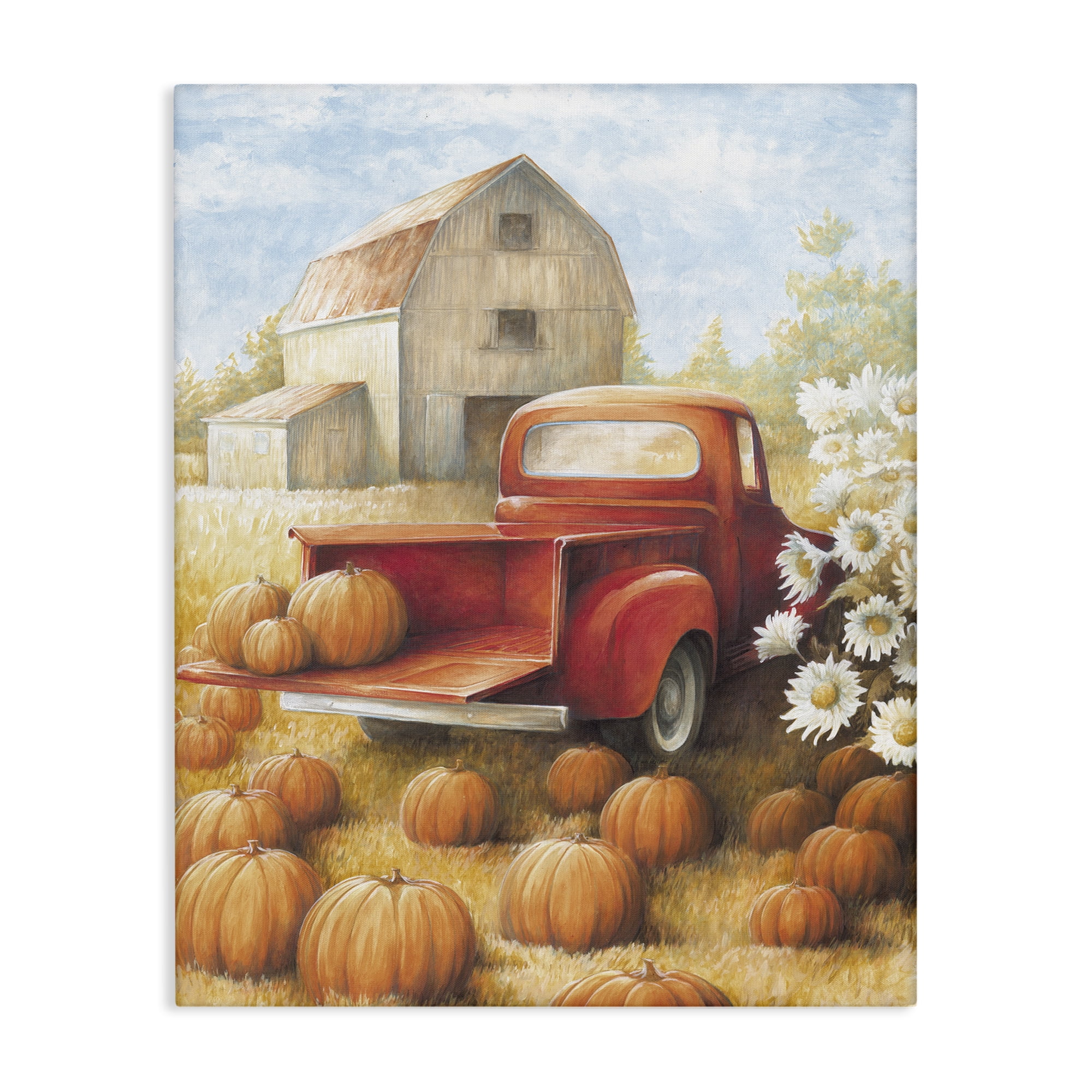 Stupell Industries Pumpkin Harvest Drop Off Landscape Painting Gallery Wrapped Canvas Art Print Wall Art, 16 x 20