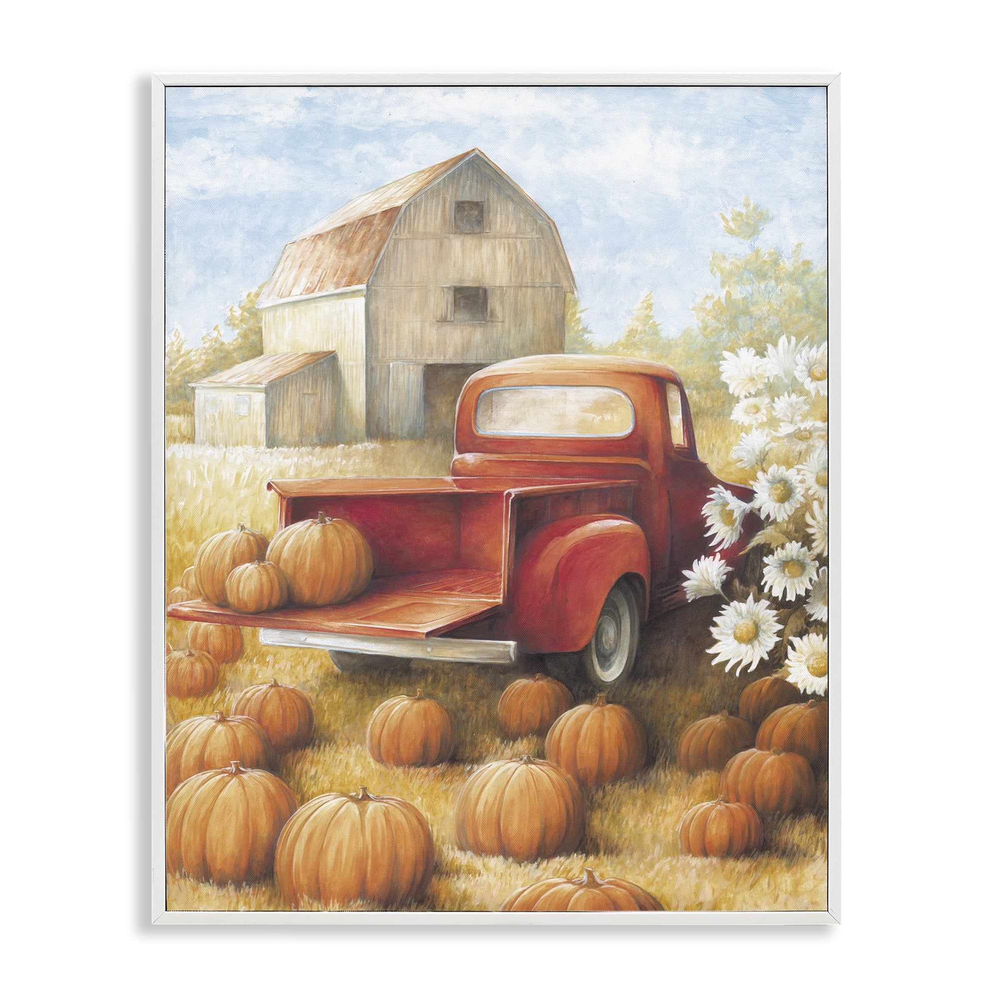 Stupell Industries Pumpkin Harvest Drop Off Landscape Painting White Framed Art Print Wall Art, 16 x 20