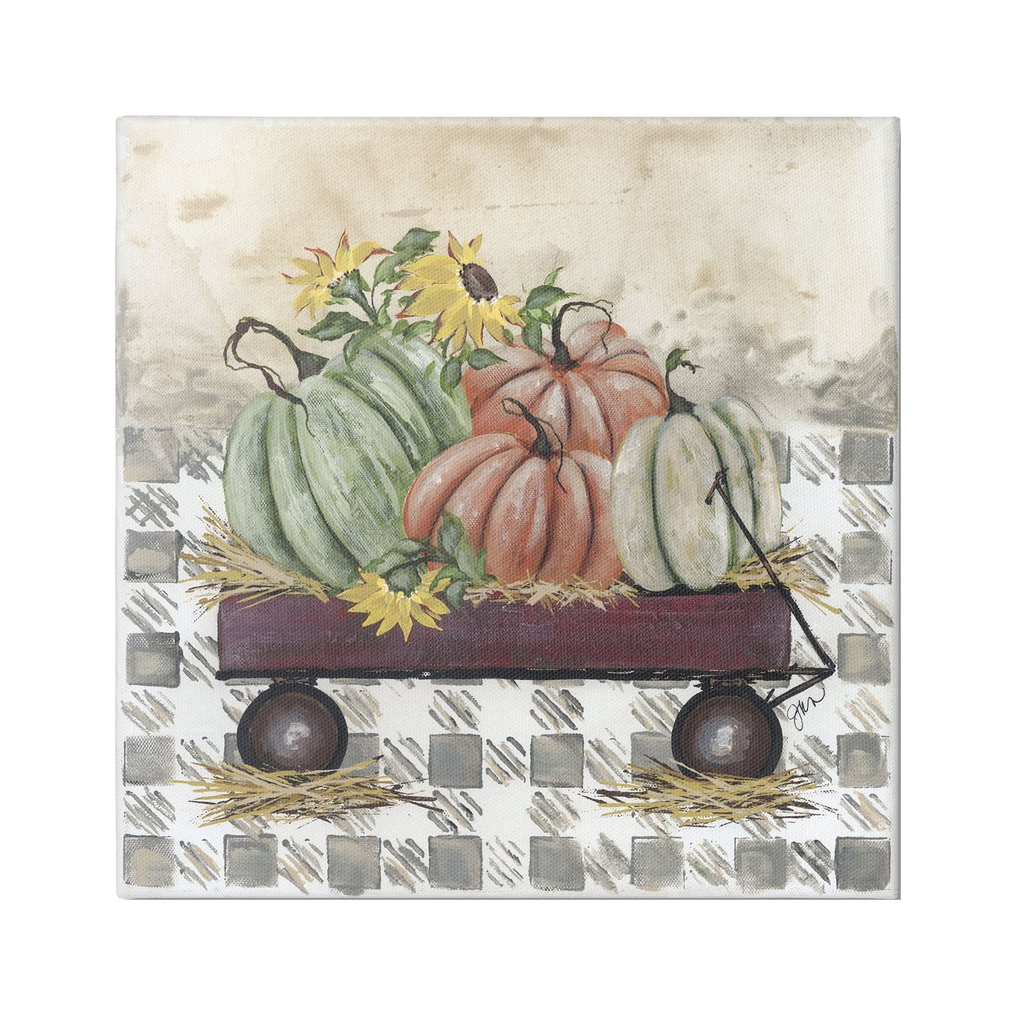 Stupell Industries Pumpkin Harvest Wagon Botanical & Floral Painting Gallery Wrapped Canvas Print Wall Art, 30 x 30