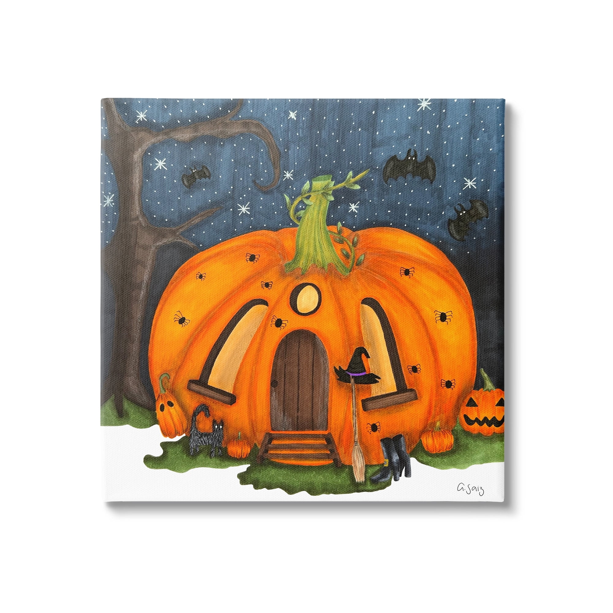 Stupell Industries Pumpkin House In Woods Holiday Painting Gallery Wrapped Canvas Print Wall Art
