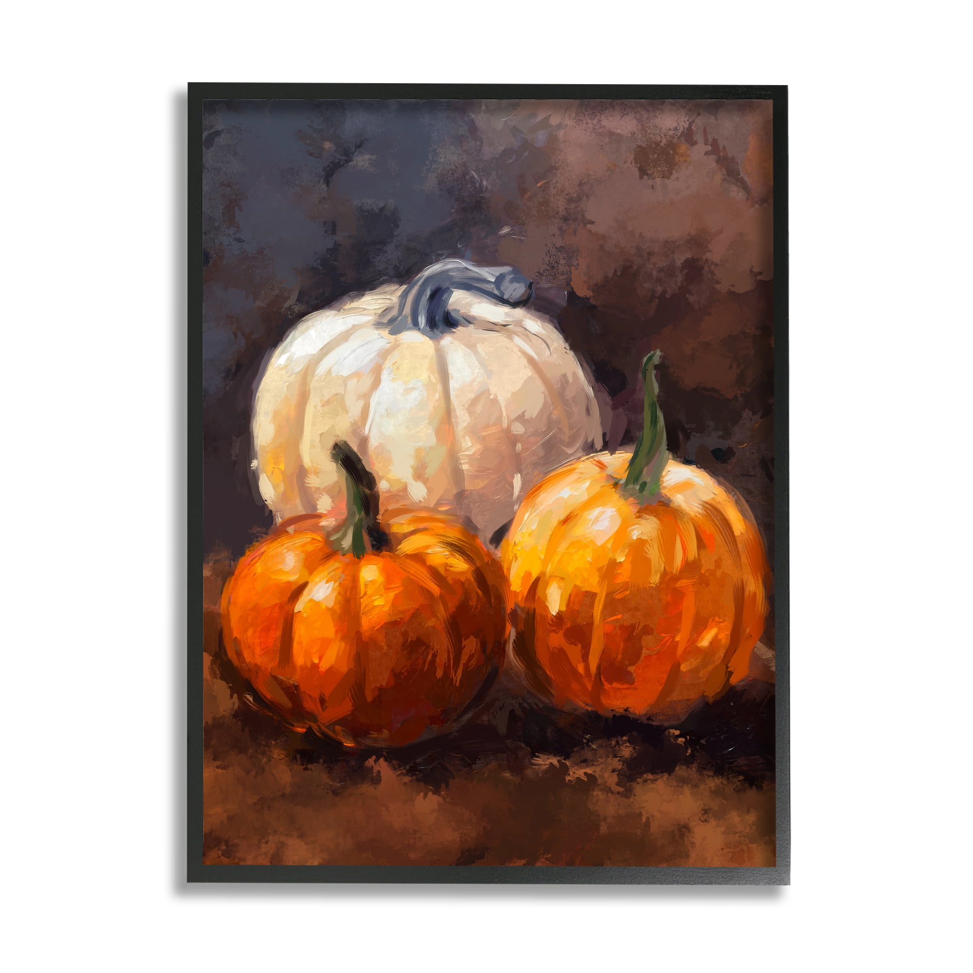 Stupell Industries Pumpkin Painting Still Life Holiday Painting Black Framed Art Print Wall Art, 24 x 30