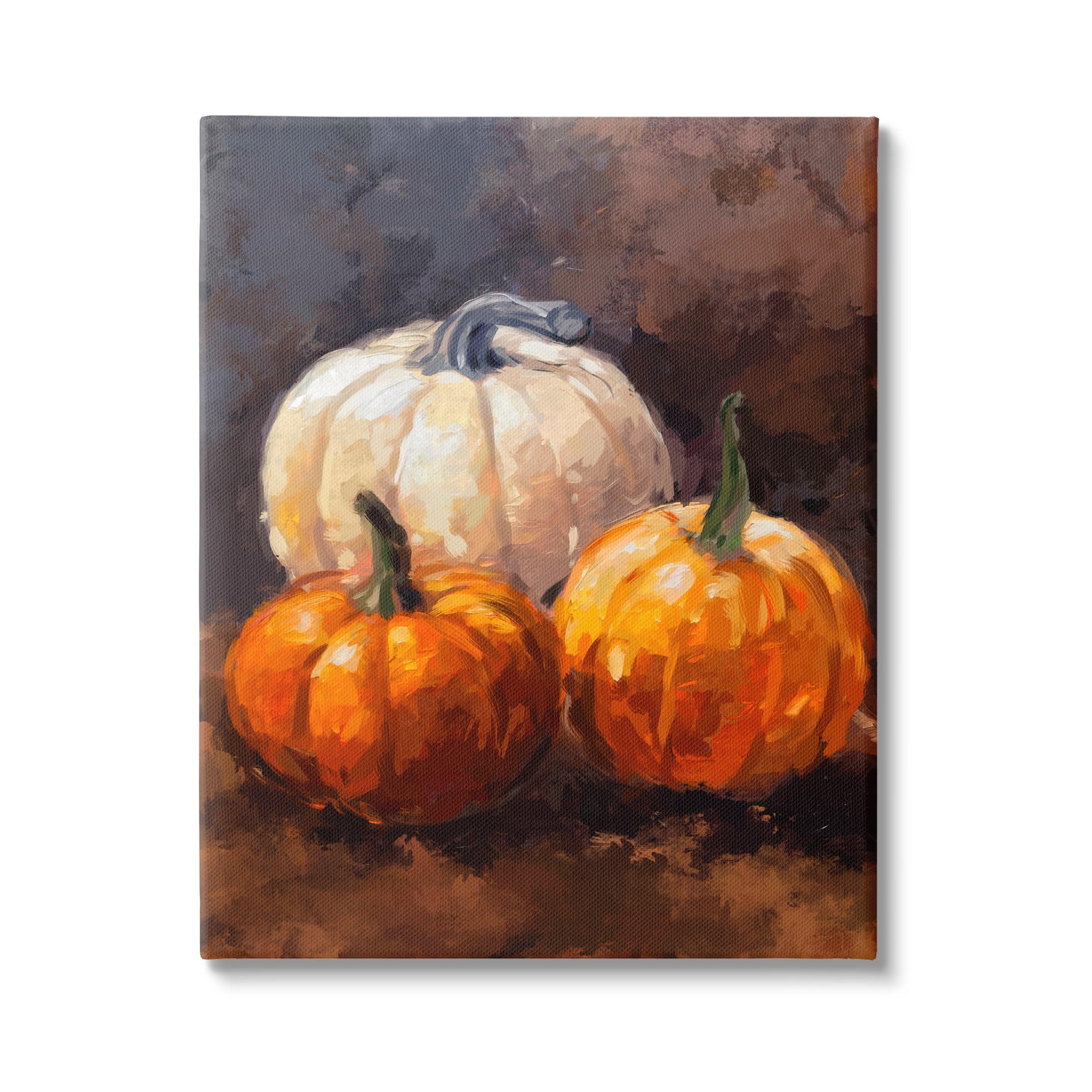 Stupell Industries Pumpkin Painting Still Life Holiday Painting Gallery Wrapped Canvas Art Print Wall Art, 16 x 20