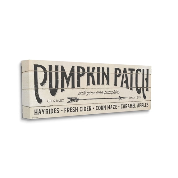 Stupell Industries Pumpkin Patch Fall Autumn Seasonal Word Design Canvas Wall Art by Stephanie Workman Marrott