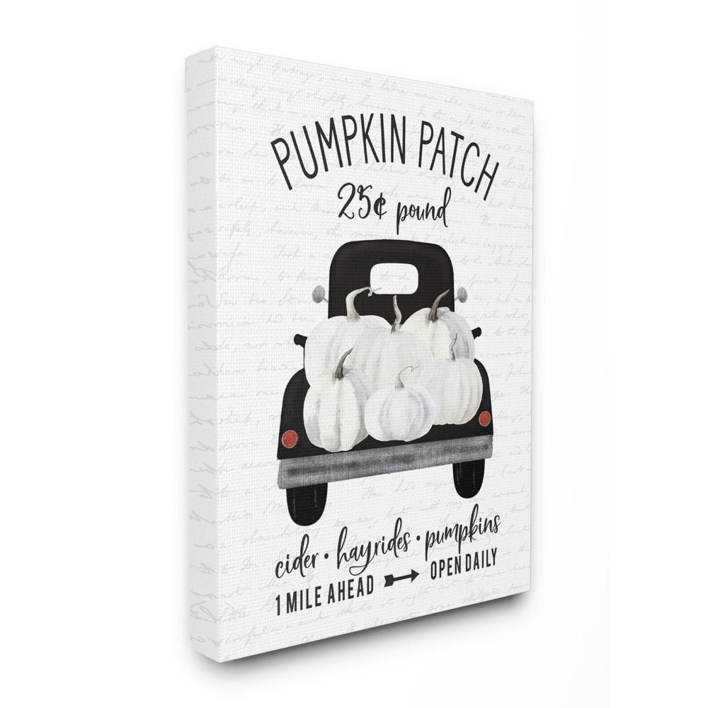 Stupell Industries Pumpkin Patch Farm Truck Sign Country Autumn Harvest Canvas Wall Art Design by Lettered and Lined