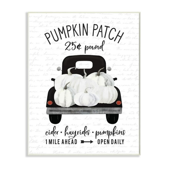 Stupell Industries Pumpkin Patch Farm Truck Sign Country Autumn Harvest Typography Painting Unframed Art Print Wall Art, 13 x 19