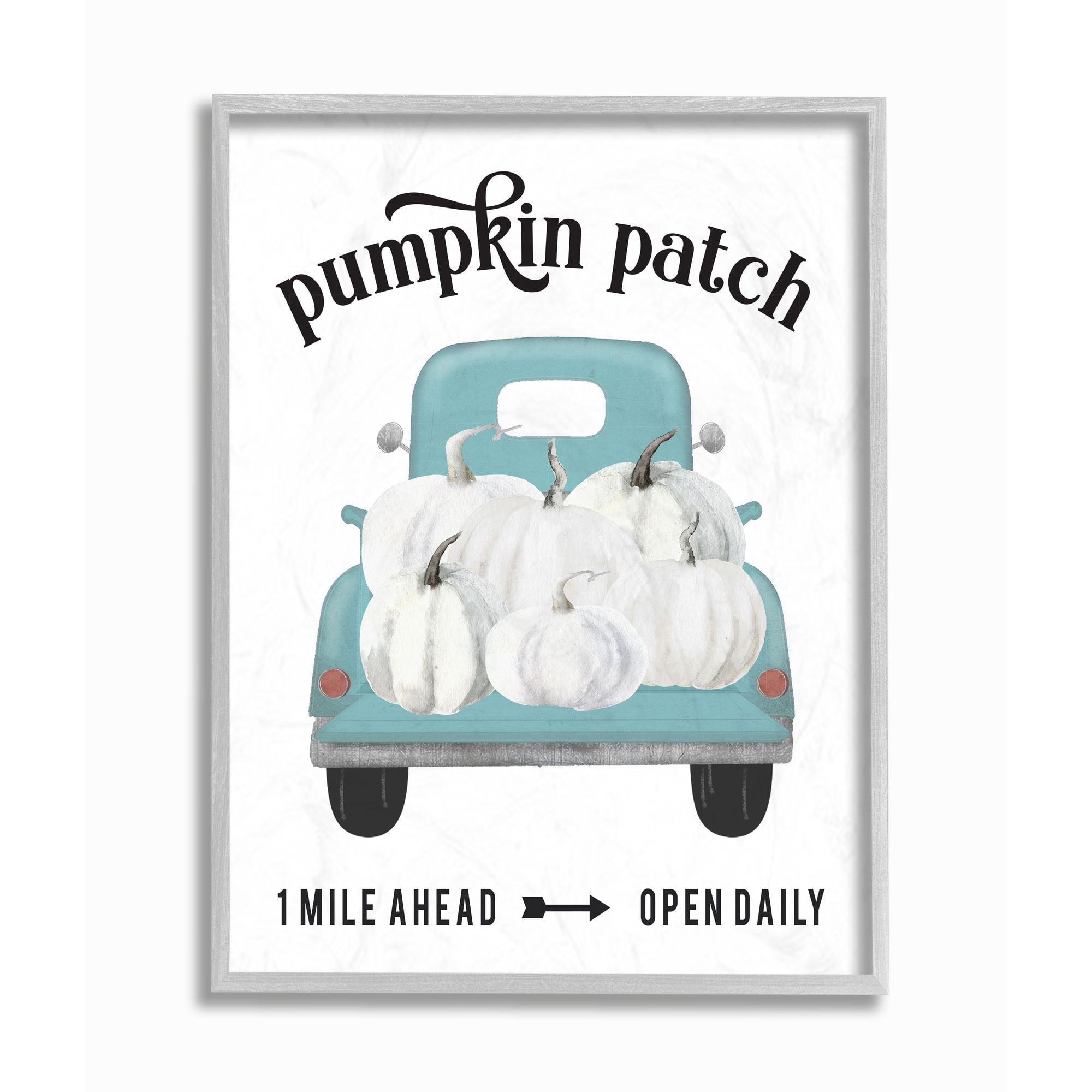 Stupell Industries Pumpkin Patch Truck Autumn Fall Seasonal Design Framed Wall Art by Lettered and Lined