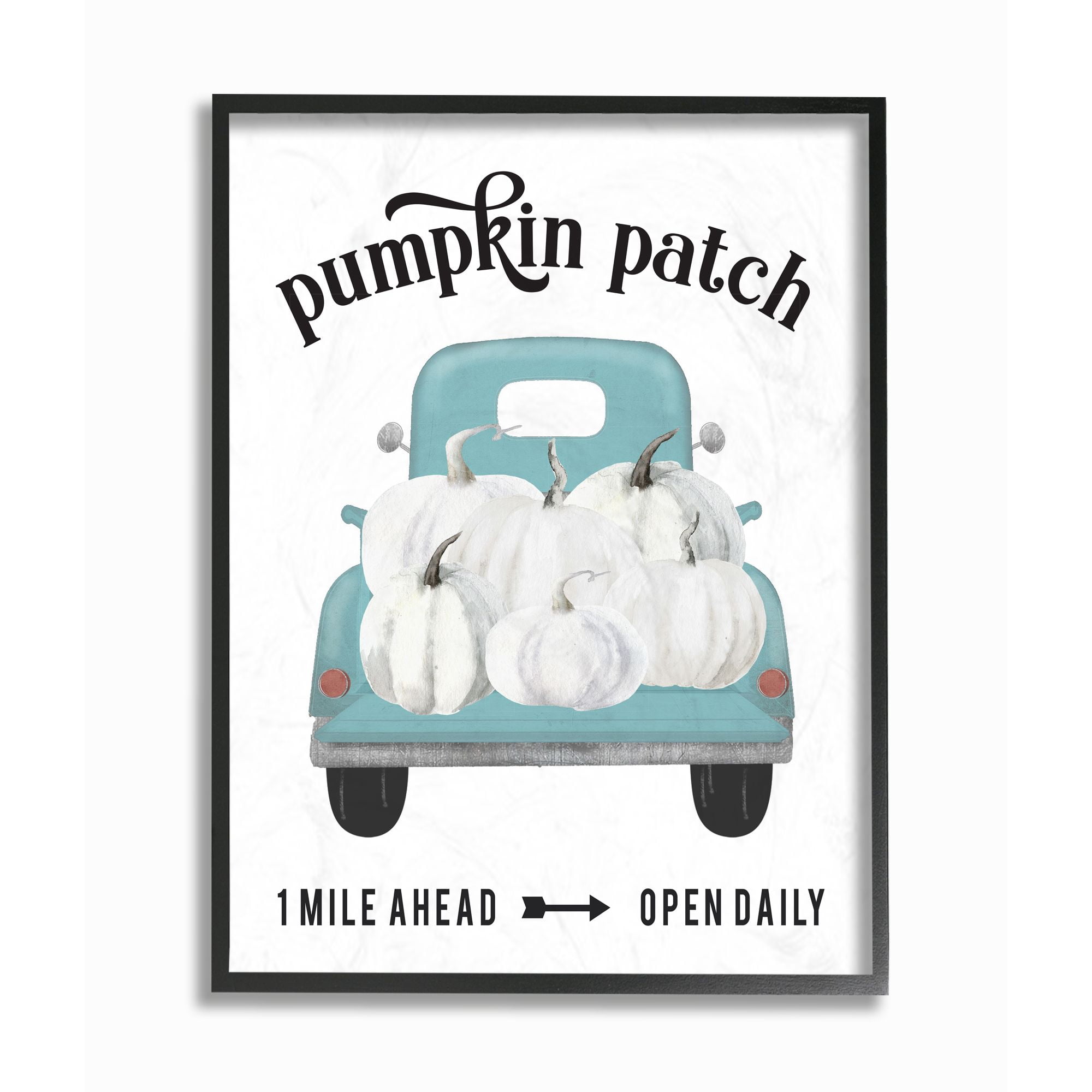 Stupell Industries Pumpkin Patch Truck Autumn Fall Seasonal Design Framed Wall Art by Lettered and Lined