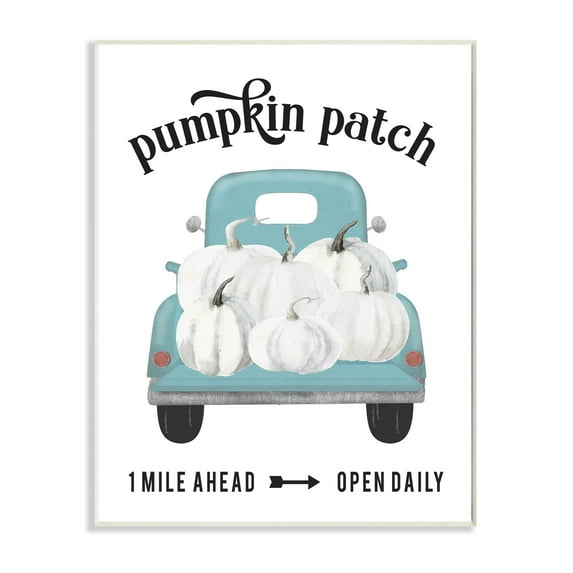 Stupell Industries Pumpkin Patch Truck Autumn Fall Seasonal Design Wall Plaque by Lettered and Lined