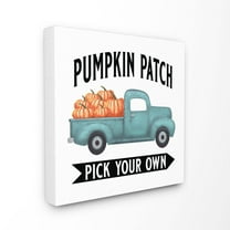 Stupell Industries Pumpkin Patch Truck Fall Autumn Seasonal DesignCanvas Wall Art By Artist Lettered and Lined