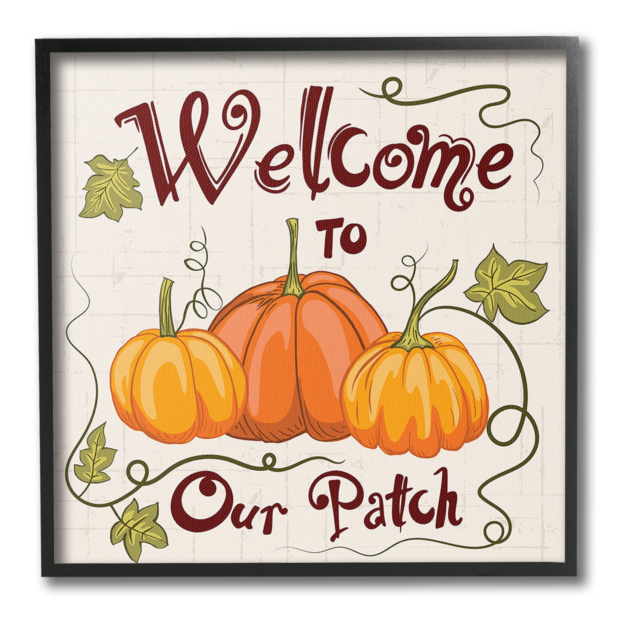 Stupell Industries Pumpkin Patch Welcome Holiday Painting Black Framed Art Print Wall Art, 24 x 24