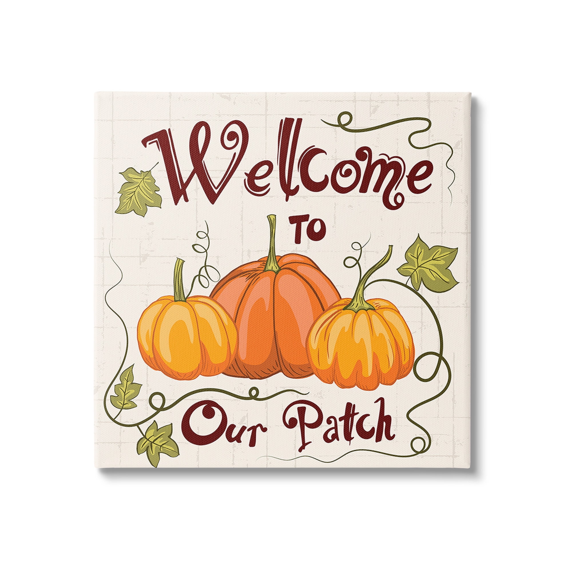 Stupell Industries Pumpkin Patch Welcome Holiday Painting Gallery Wrapped Canvas Art Print Wall Art, 24 x 24