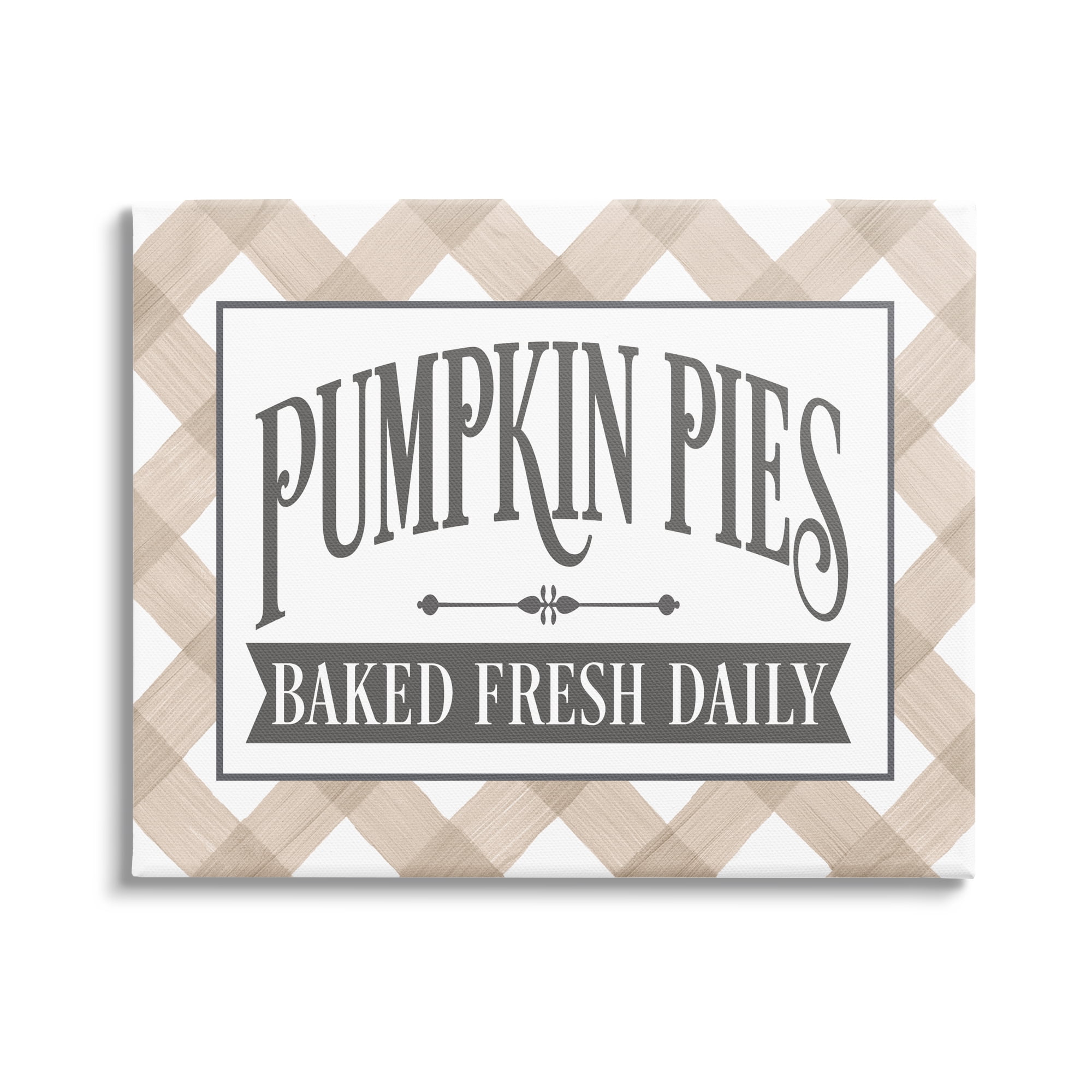Stupell Industries Pumpkin Pies Baked Fresh Seasonal Tartan Sign Graphic Art Gallery Wrapped Canvas Print Wall Art, Design by Lettered and Lined
