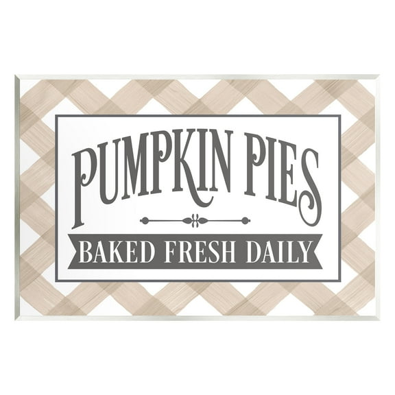 Stupell Industries Pumpkin Pies Baked Fresh Seasonal Tartan Sign Graphic Art Unframed Art Print Wall Art, Design by Lettered and Lined