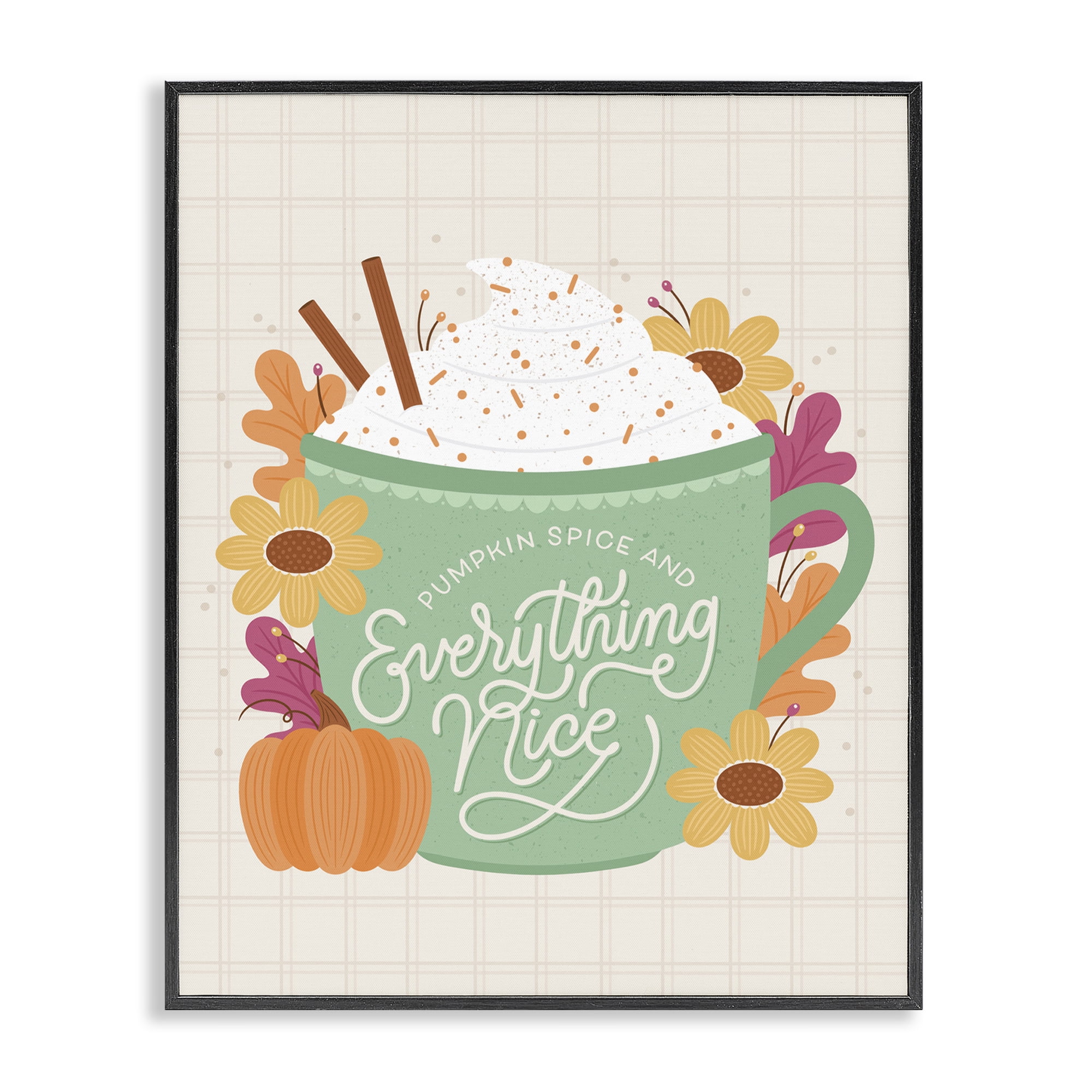 Stupell Industries Pumpkin Spice Everything Nice Food & Beverage Painting Black Framed Art Print Wall Art, 16 x 20