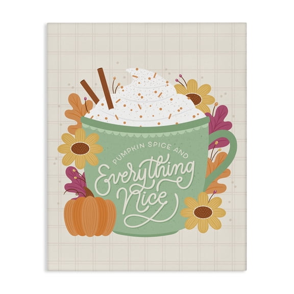 Stupell Industries Pumpkin Spice Everything Nice Food & Beverage Painting Wrapped Canvas Art Print Wall Art, 16 x 20