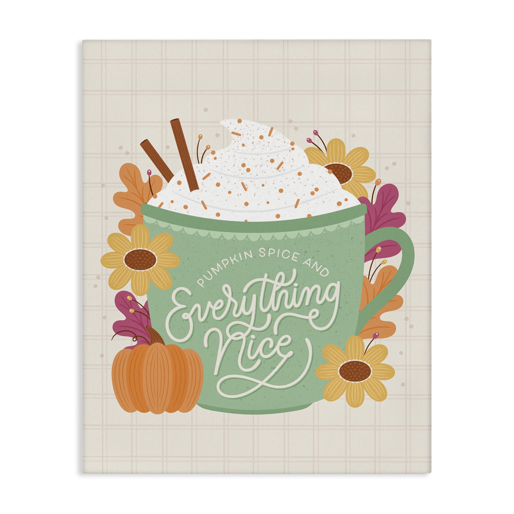 Stupell Industries Pumpkin Spice Everything Nice Food & Beverage Painting Wrapped Canvas Art Print Wall Art, 24 x 30