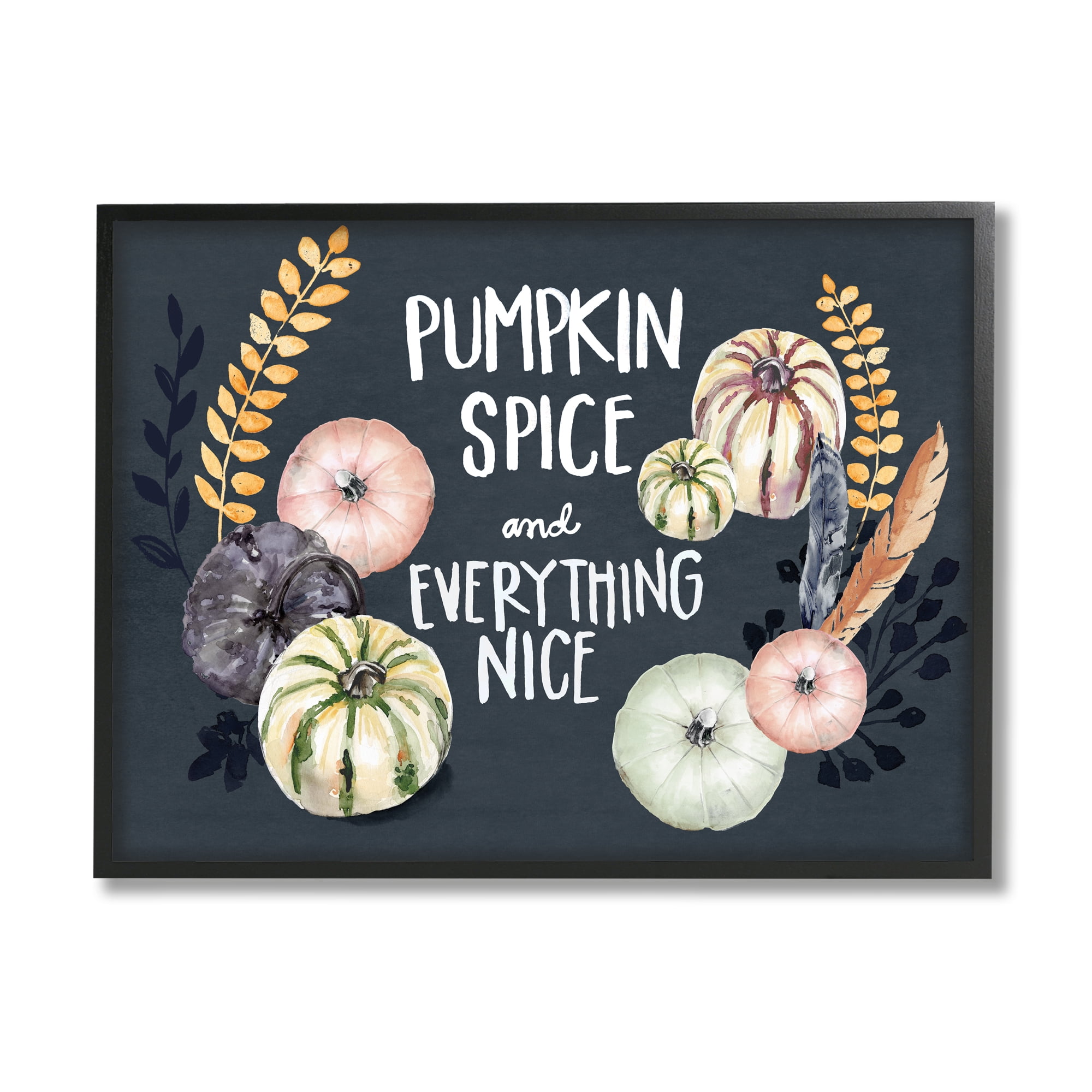 Stupell Industries Pumpkin Spice Everything Nice Phrase Autumn Harvest Feathers, 11 x 14, Designed by Jennifer Paxton Parker
