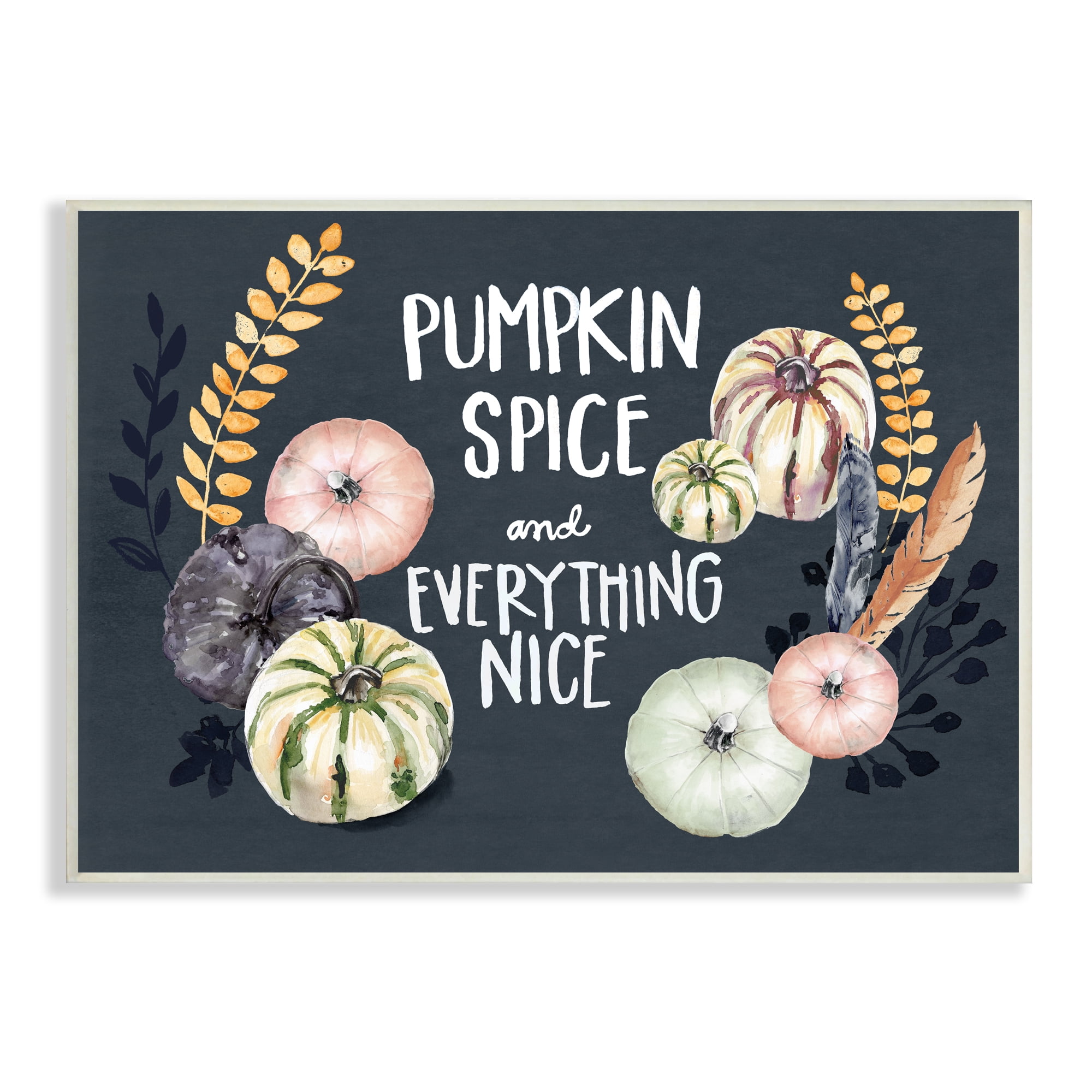 Stupell Industries Pumpkin Spice Everything Nice Phrase Autumn Harvest Feathers, 13 x 19, Designed by Jennifer Paxton Parker