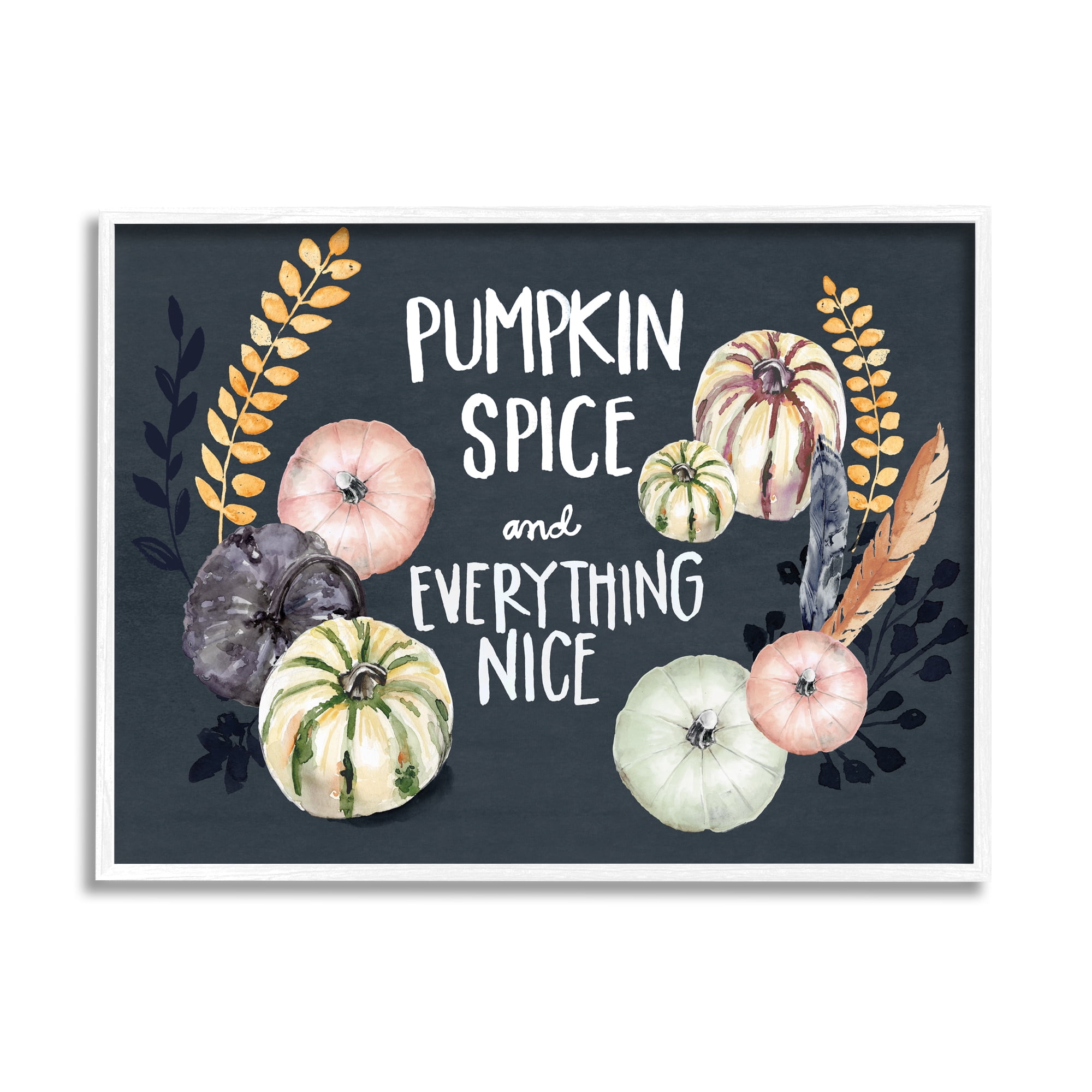 Stupell Industries Pumpkin Spice Everything Nice Phrase Autumn Harvest Feathers, 16 x 20, Designed by Jennifer Paxton Parker