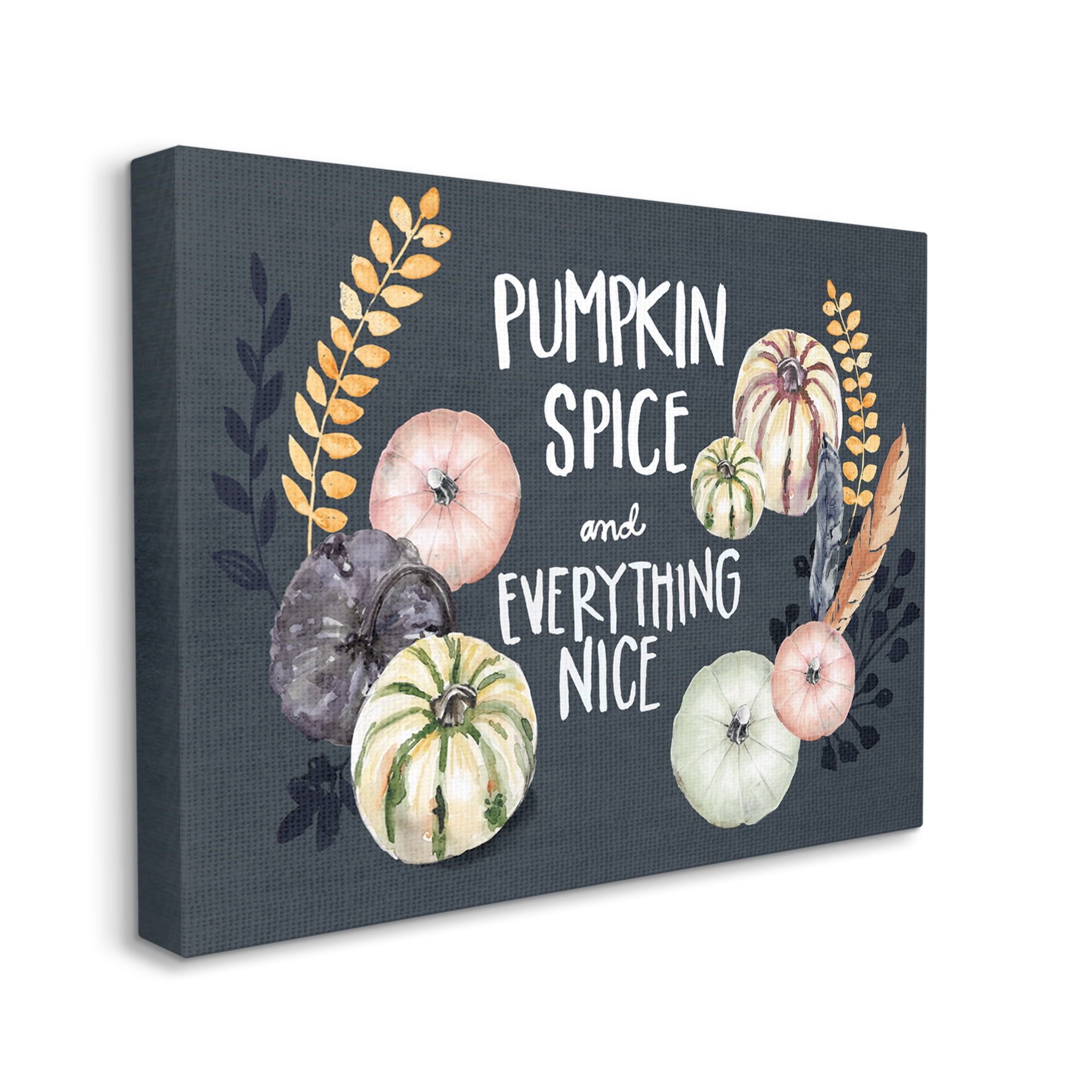 Stupell Industries Pumpkin Spice Everything Nice Phrase Autumn Harvest Feathers, 30 x 40, Designed by Jennifer Paxton Parker