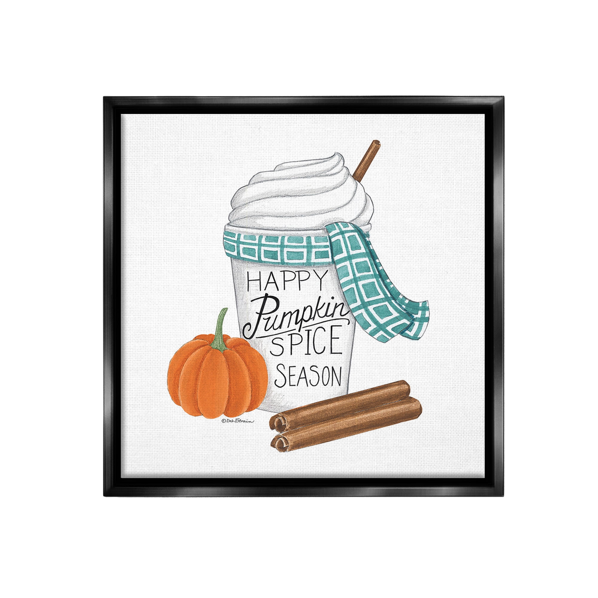 Stupell Industries Pumpkin Spice Season Holiday Painting Black Floater Framed Canvas Art Print Wall Art, 18 x 18