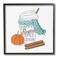 Stupell Industries Pumpkin Spice Season Holiday Painting Black Framed Art Print Wall Art, 12 x 12