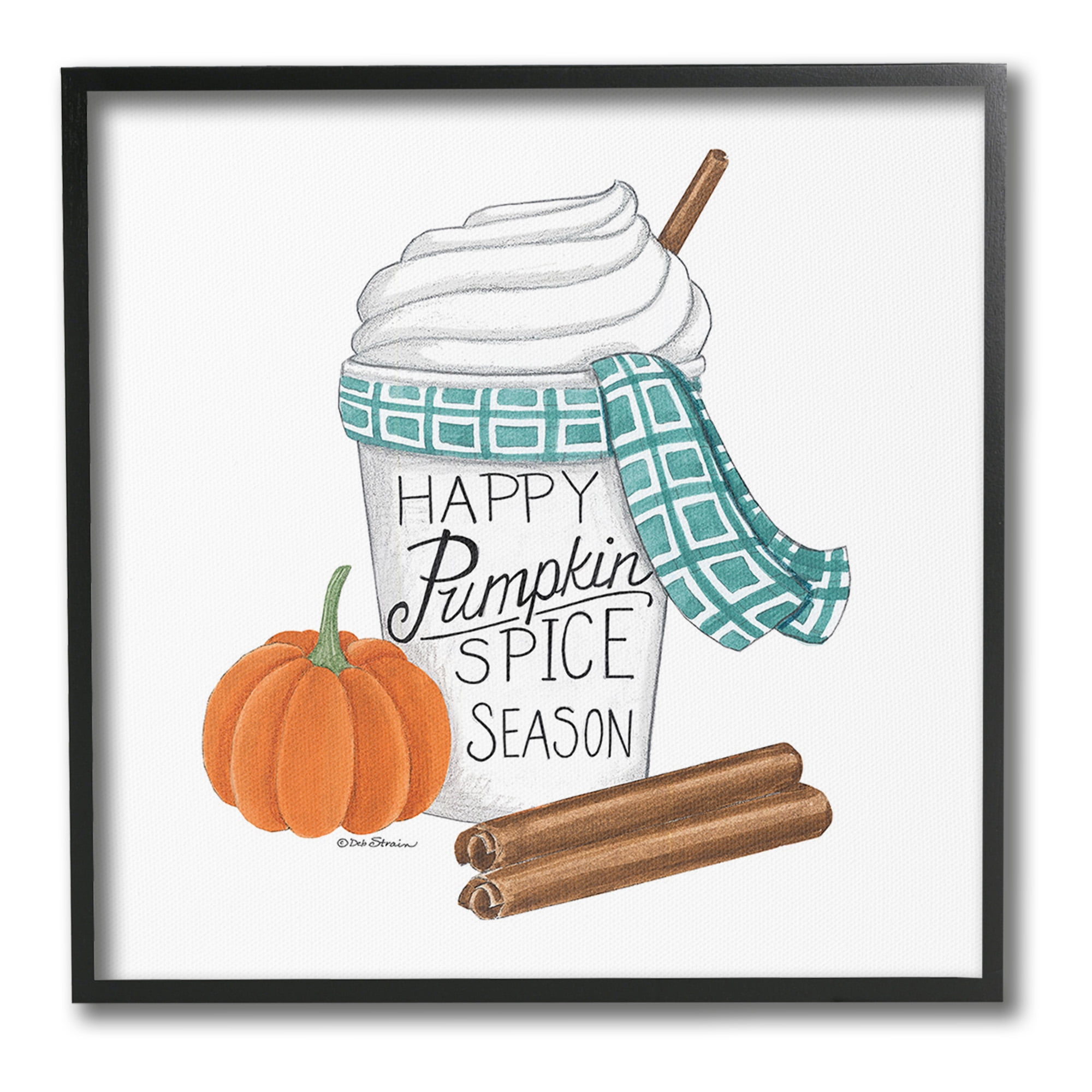 Stupell Industries Pumpkin Spice Season Holiday Painting Black Framed Art Print Wall Art, 17 x 17